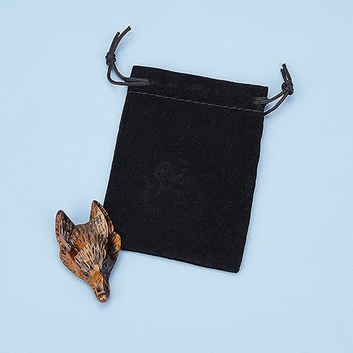 Miniatura 7 de SUNNYCLUE Dijes de cabeza de lobo, colgantes de piedra natural de ojo de tigre, estatua de lobos, figura de piedras preciosas talladas a mano,