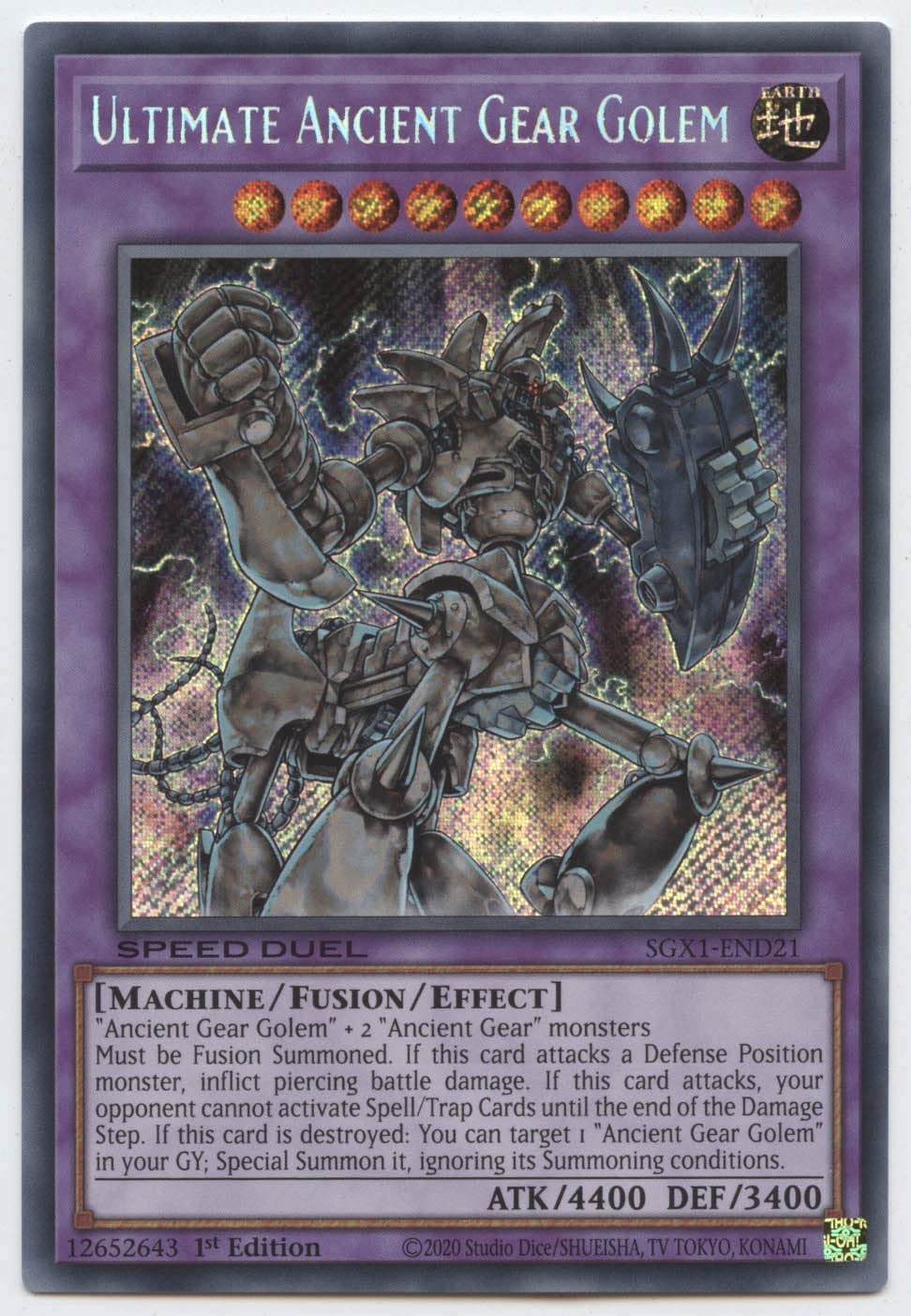 Yu-Gi-Oh! Ultimate Ancient Gear Golem - SGX1-END21 - Secret Rare - 1st Edition