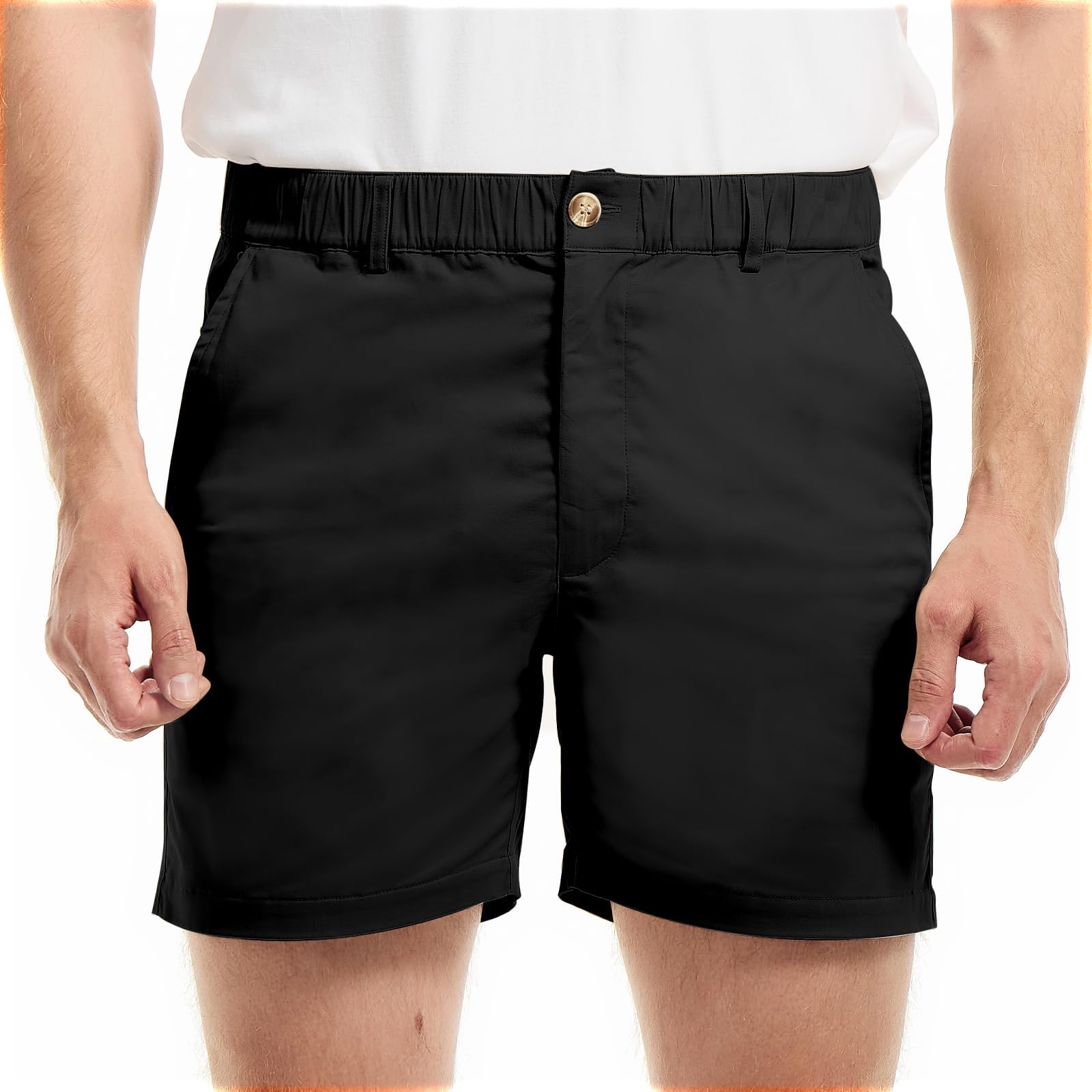 AIMPACT Mens Casual Cotton Shorts Classic Fit Elastic Waistband Casual Shorts 5.5 Inch Inseam with Pockets