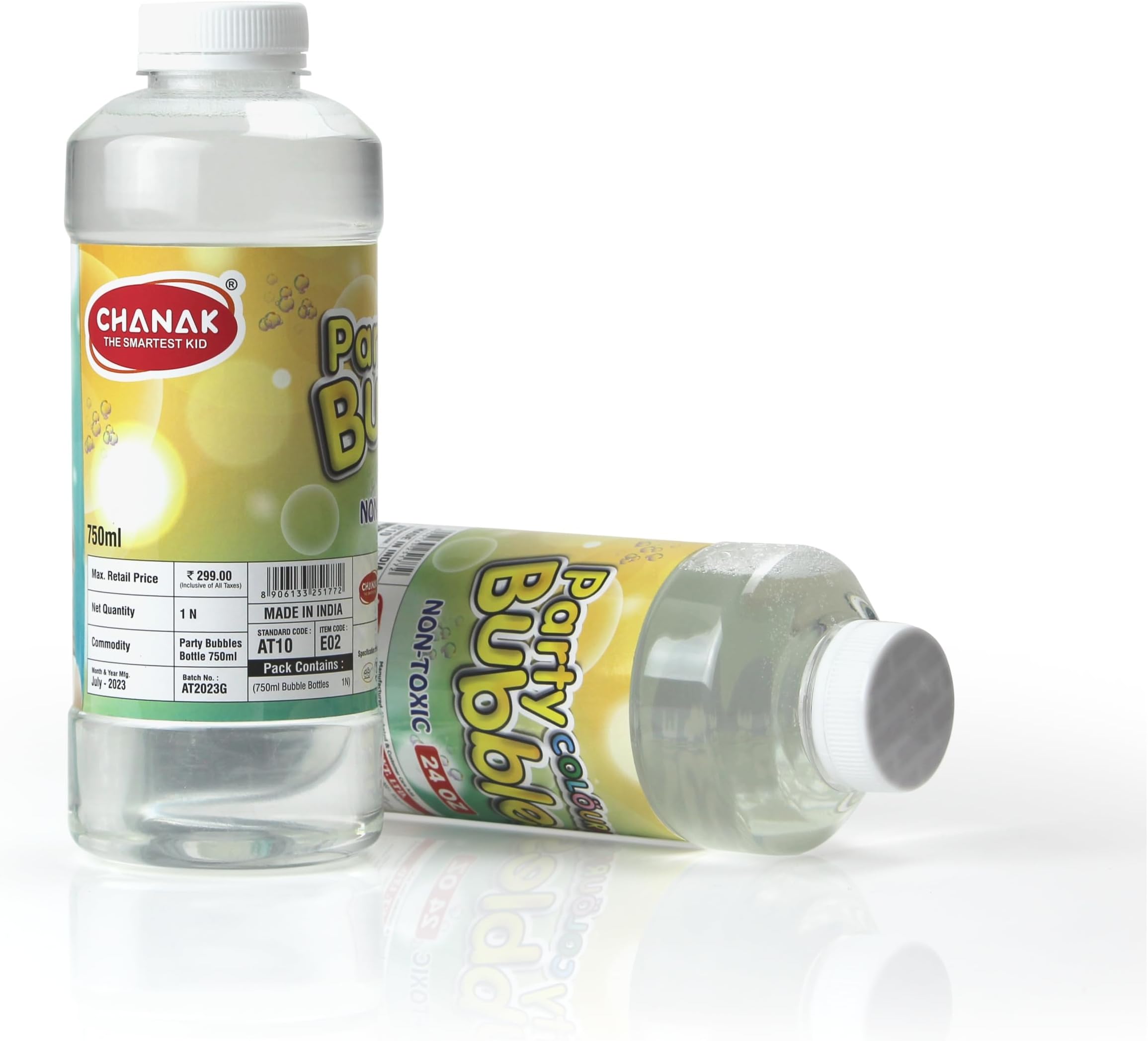 Chanak Bubble Liquid Solution Bottle, 1500ml of Colorful Bubbles Solution, Bubble Refill Bottle, Bubble Maker Liquid for Guns & Camera for Kids Above 3 Years, BIS Approved (2 X 750ml)