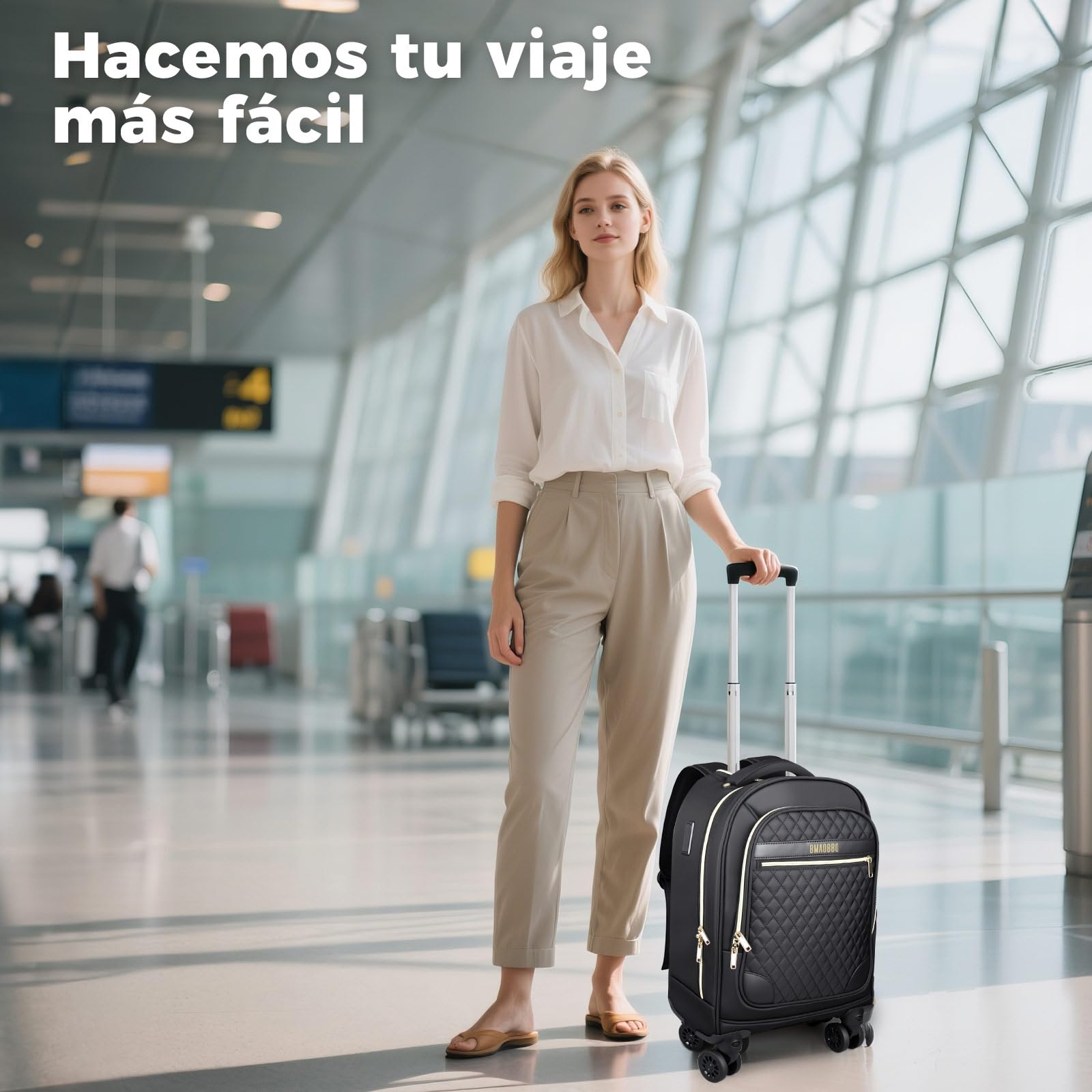 Mochila con Ruedas Adulto,Mochila Viaje Cabina Avion, Grande y Resistente, Compatible con Portátil de 15.6 Pulgadas, Ideal para Viajes, Trabajo y Escuela