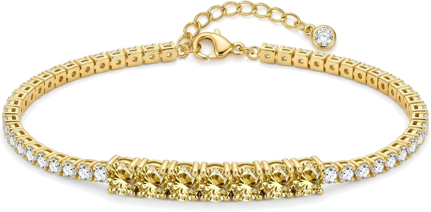Birthstone Gold Bracelets for Women Non Tarnish Trendy Dainty 14K Gold Plated Tennis Bracelet Stack Stackable Green May Emerald Friendship Bracelets Jewelry Gifts for Mom Best Friend
