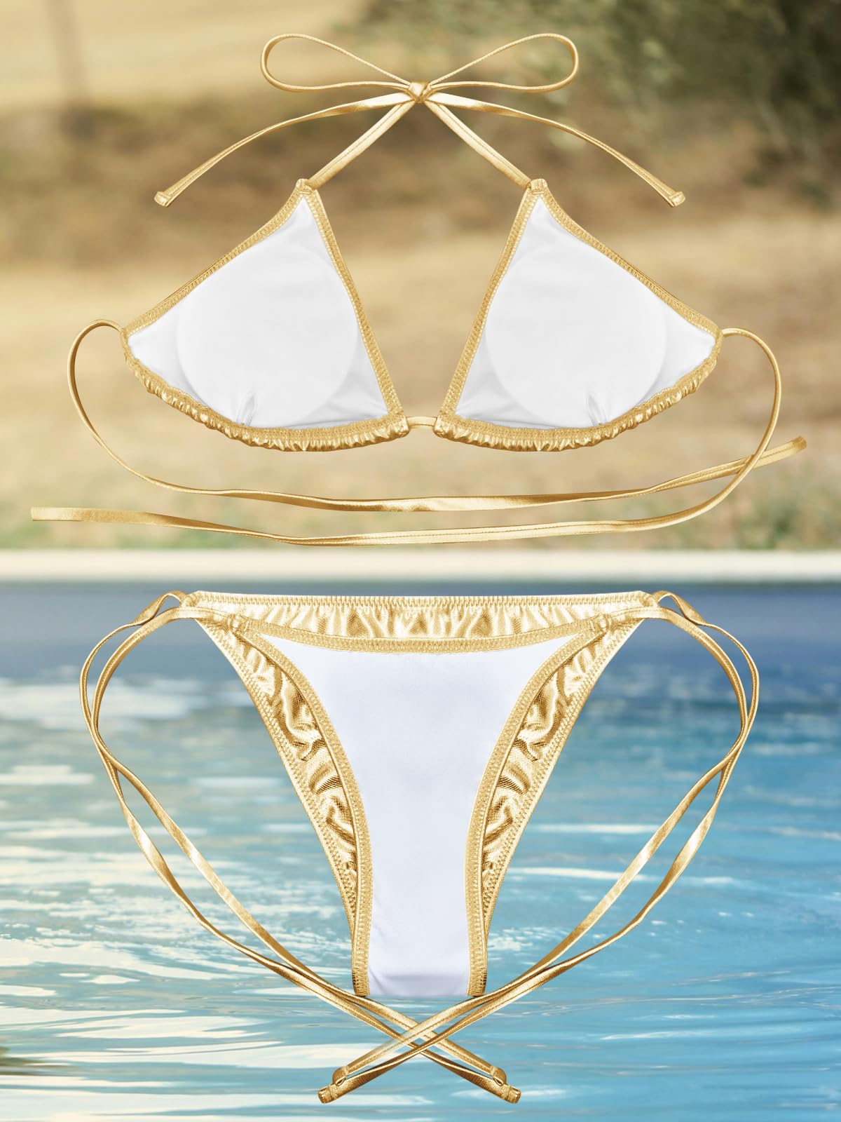 Snapklik.com : Kepblom Metallic Bikini Two Piece Swimsuit Triangle ...