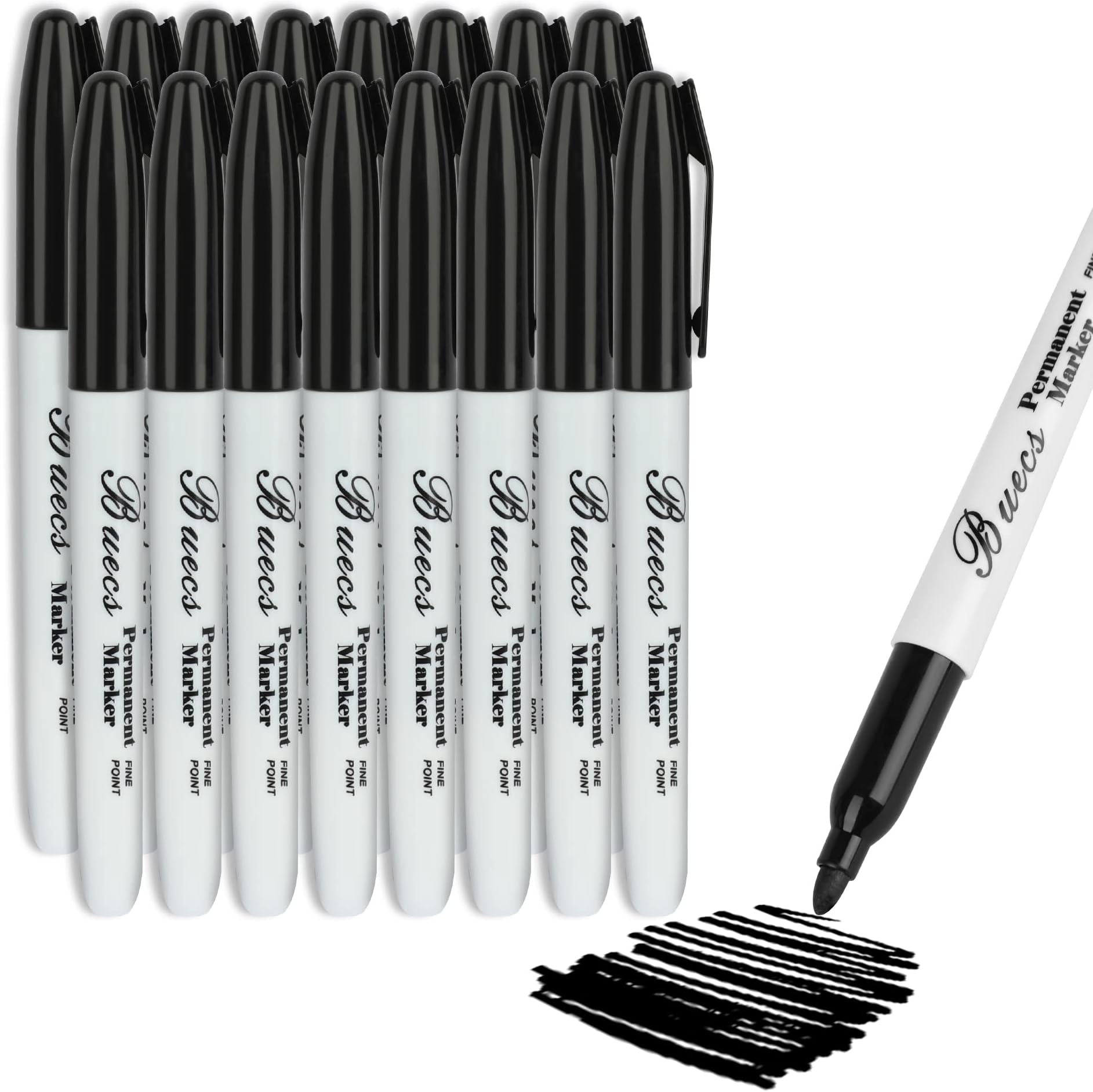 Fine Tip Black Permanent Markers 72 Pack Fine Point Black Markers Bulk for Glass