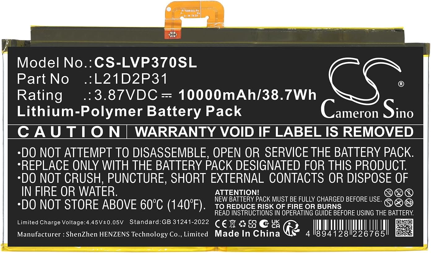 Battery for Tab P12, Tab P12 2023, TB-370FU, ZACH0165US PN: L21C2P31,L21D2P31, L21D2P31, L21L2P31, L21M2P31, SB18D1S172, SB18D15171 10000mAh