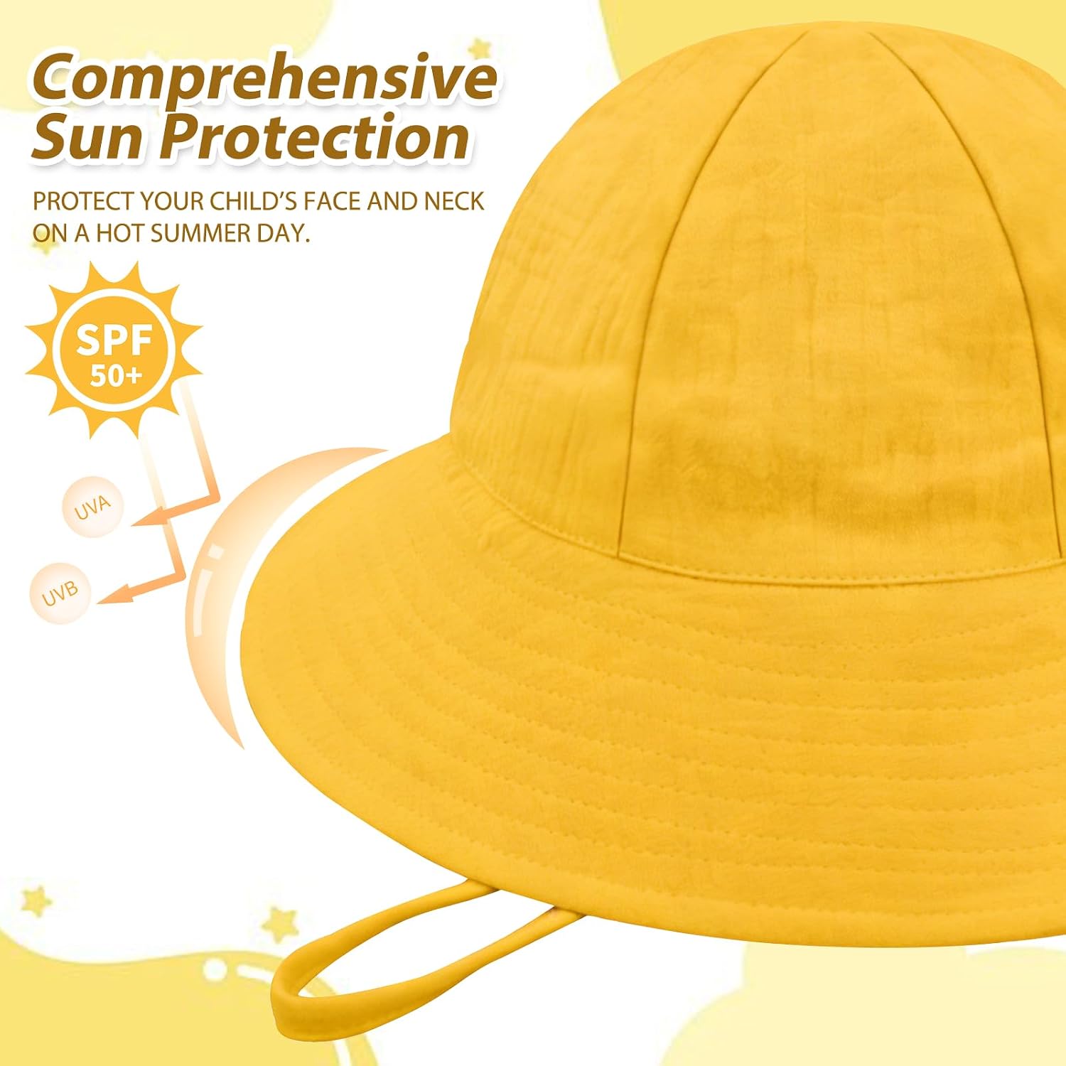 Baby Sun Hat, 3 Pcs Muslin Cotton Toddler Bucket Hat for Girls Boys Wide Brim UPF 50+ Summer Beach Hats Sun Protection Baby Bucket Hat