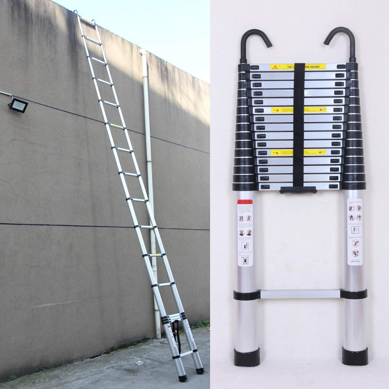 Escalera telescópica multiusos de 6,2 m, con gancho extraíble, aluminio de alta calidad, extensible, antideslizante, para escalada/oficina/loft, escalera doméstica, 150 kg de capacidad de carga