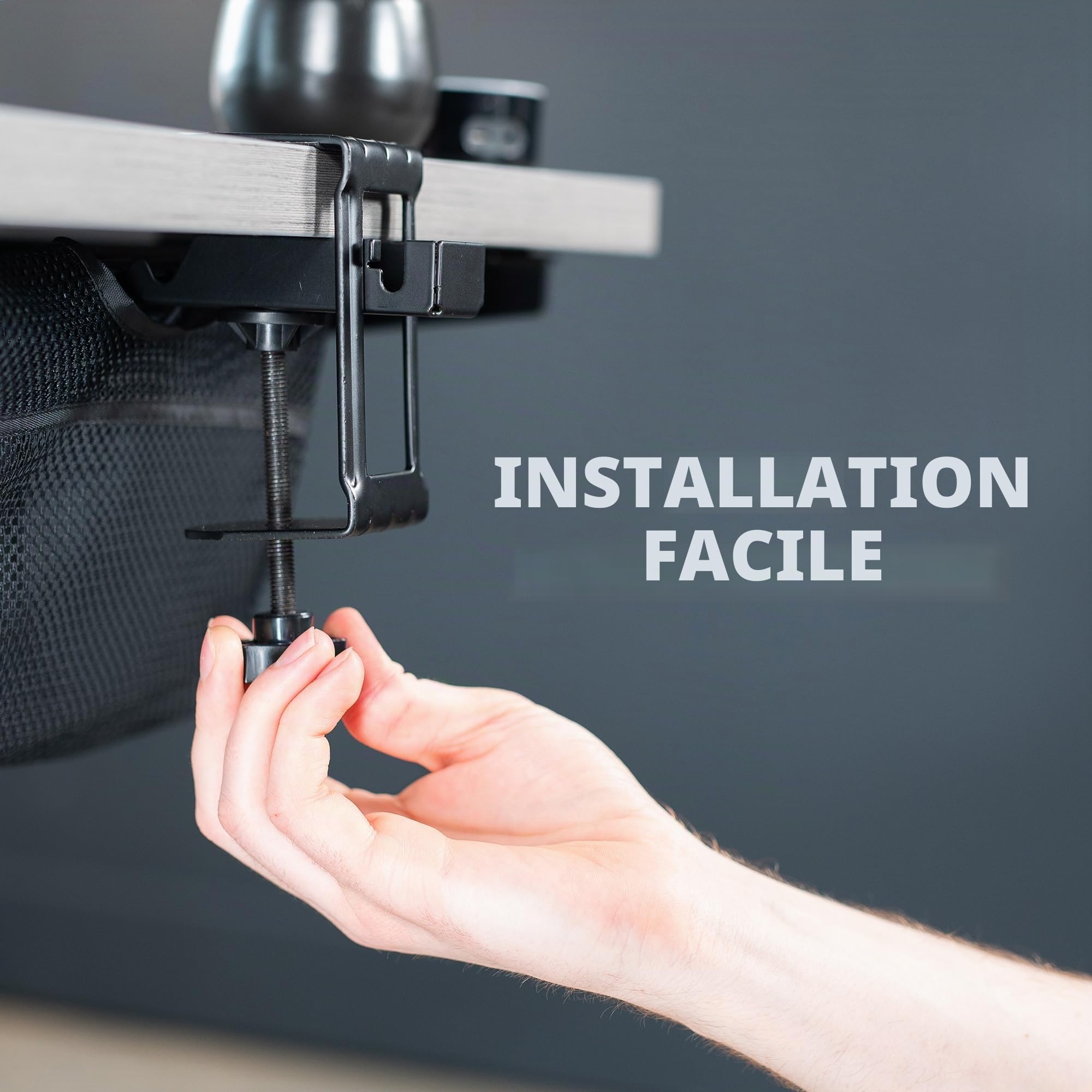 VIVO DESK-AC44MH Filet de câble en Maille de 112 cm à Clipser sous Le Bureau, Support de multiprise, Solution Ergonomique réglable de Gestion des câbles pour Bureau à Domicile, Noir, DESK-AC44MH