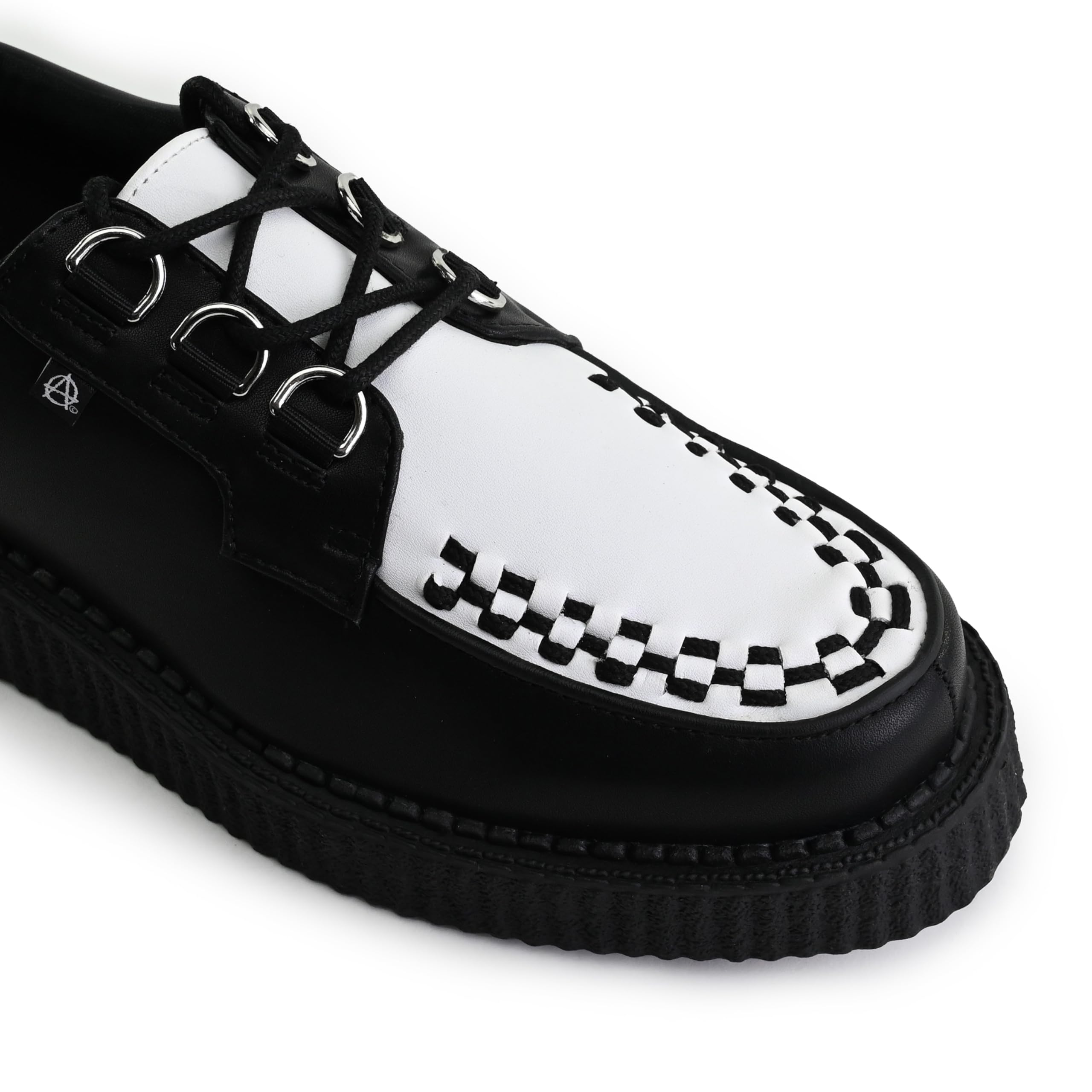 T.U.K Anarchic Creeper Scarpe in Pelle per Uomo e Donna - Scarpe Gothic e Punk Rock - Creeper da Bordello - Scarpe con Zeppa Stringate