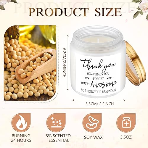Miniatura 8 de MTLEE 20 velas de agradecimiento de 3.5 onzas, regalo de agradecimiento a los empleados, vela perfumada de cera de soja para el Día de la Madre,