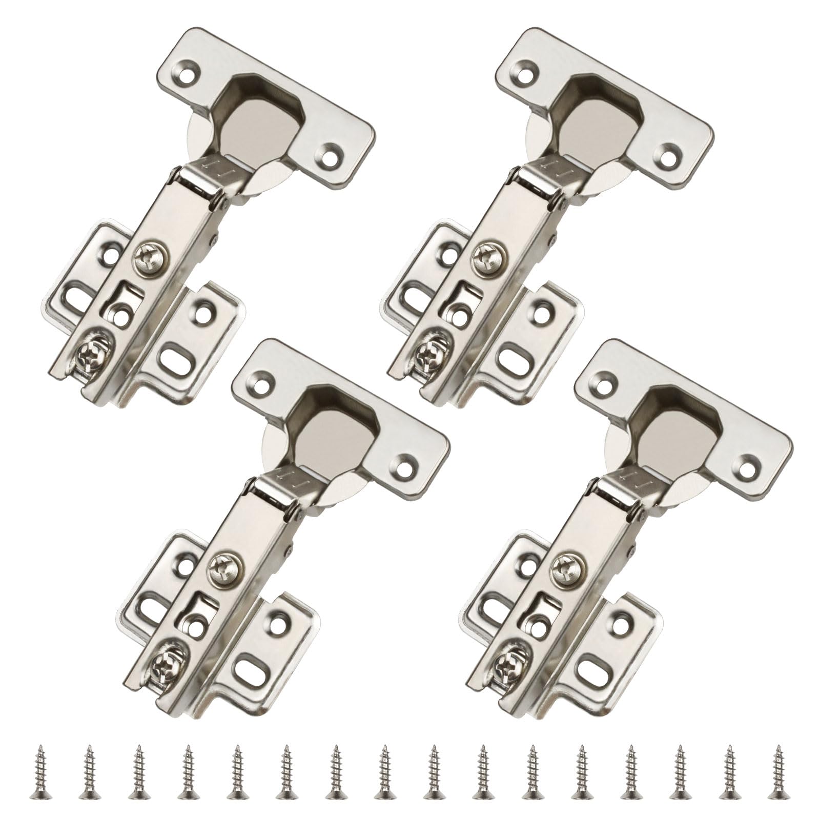 4PCS 35mm Frameless Cabinet Hinges, Cold Rolled Steel Mute Cupboard Hinge, Kitchen Cupboard Concealed, Wardrobe, Embedded Furniture Hinges Full Overlay for Kitchen Bathroom Cabinet Closet with Screws