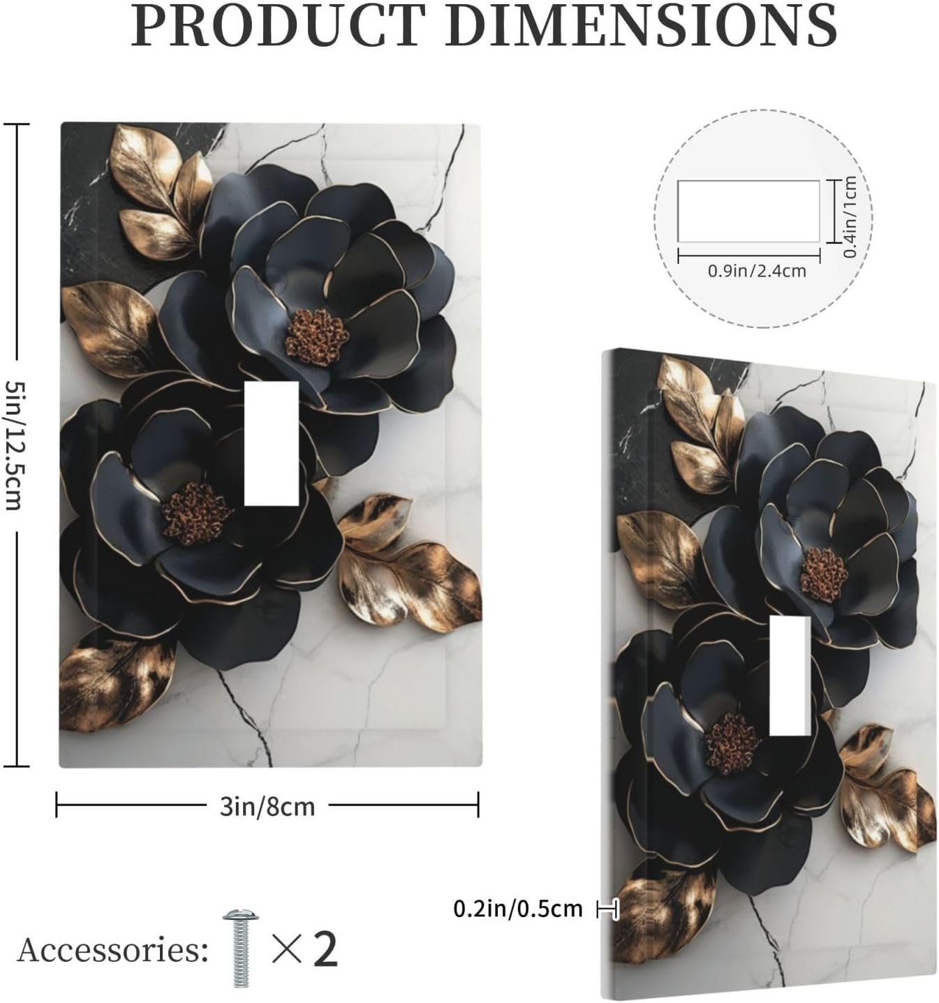 Decorative Art Light Switch Covers Black Rose Single Toggle Wall Plate Decorative Switchcover Electrical Switchplate for Home Decor