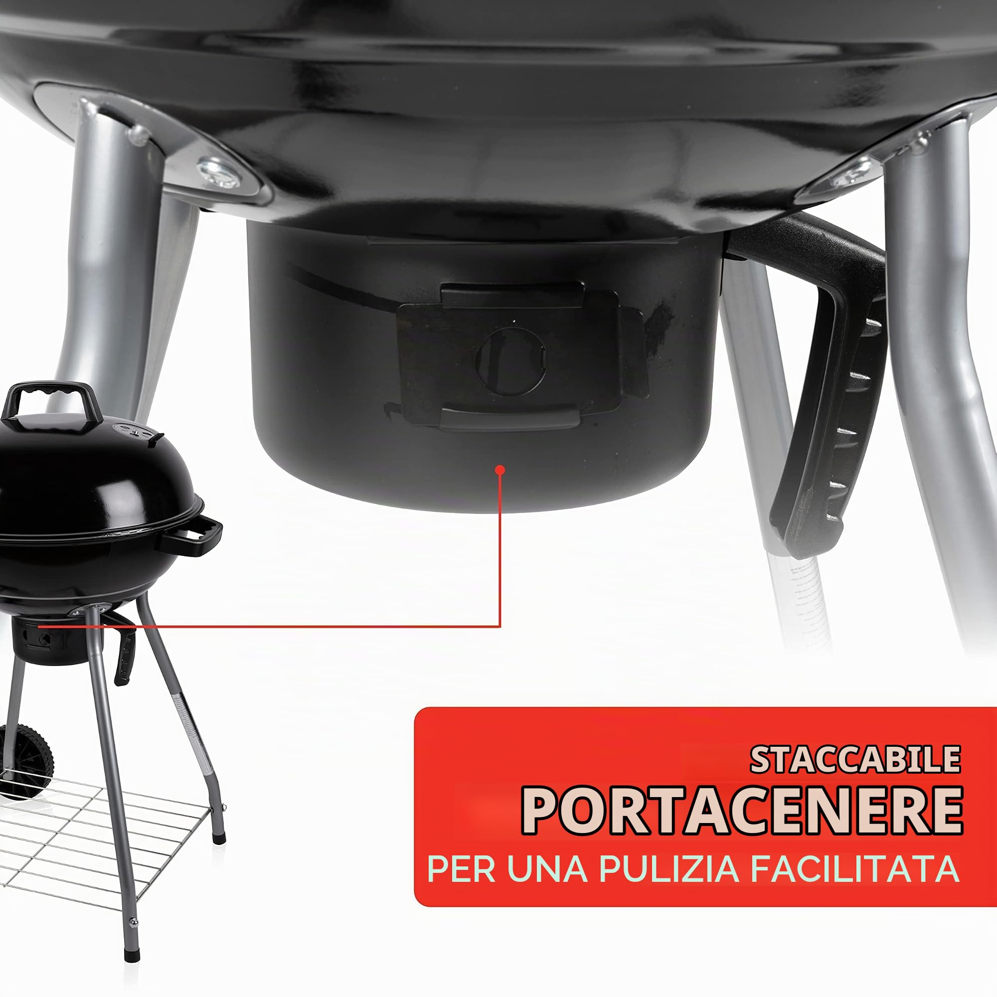 BBQ Collection Barbecue a Carbone - Barbecue a Sfera - BBQ - con Coperchio - Ø 45 cm - Nero