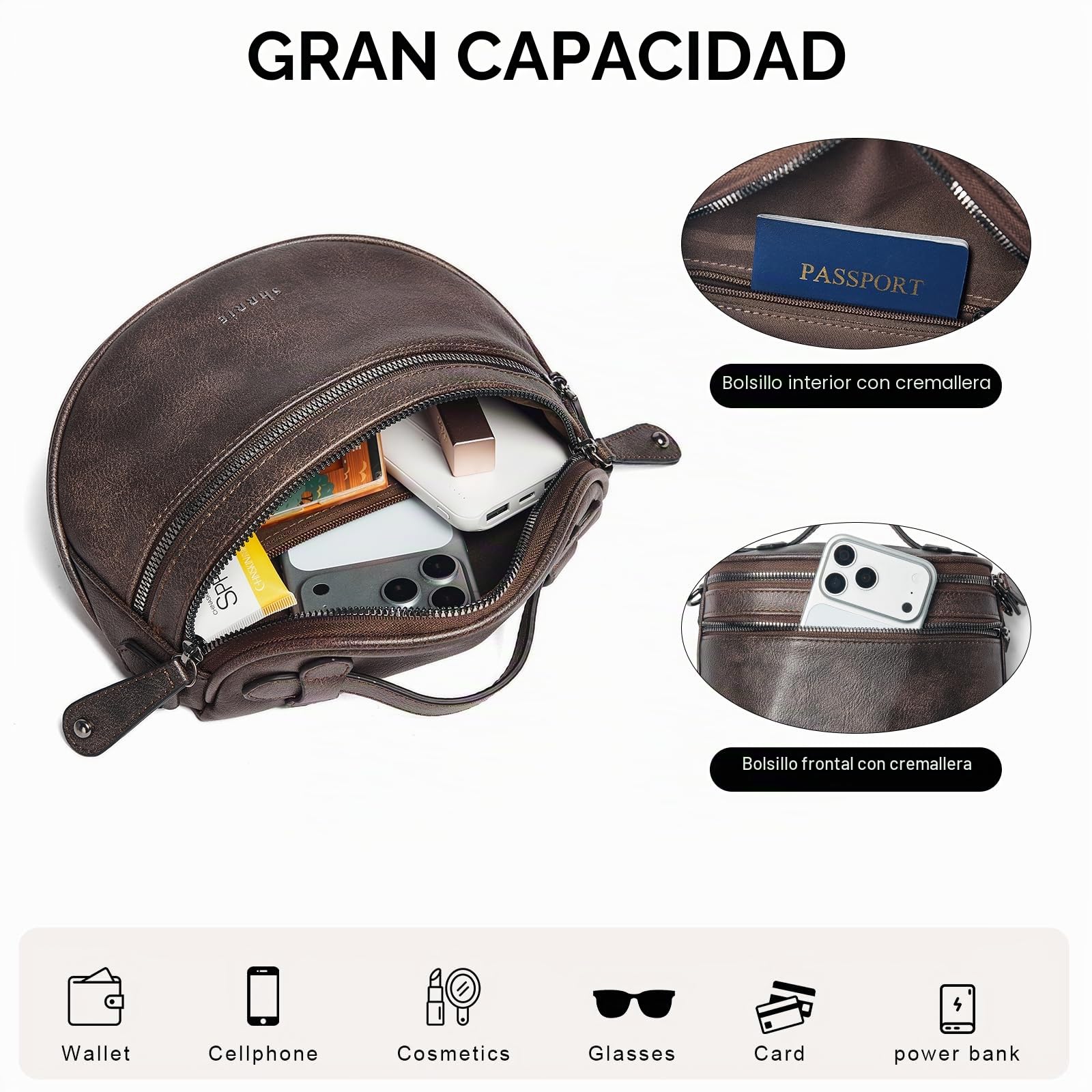 Shrrie Bolsos cruzados para mujer, bolso de cuero vegano para mujer, bolsos de hombro con correa ancha, bolsa de pecho de moda