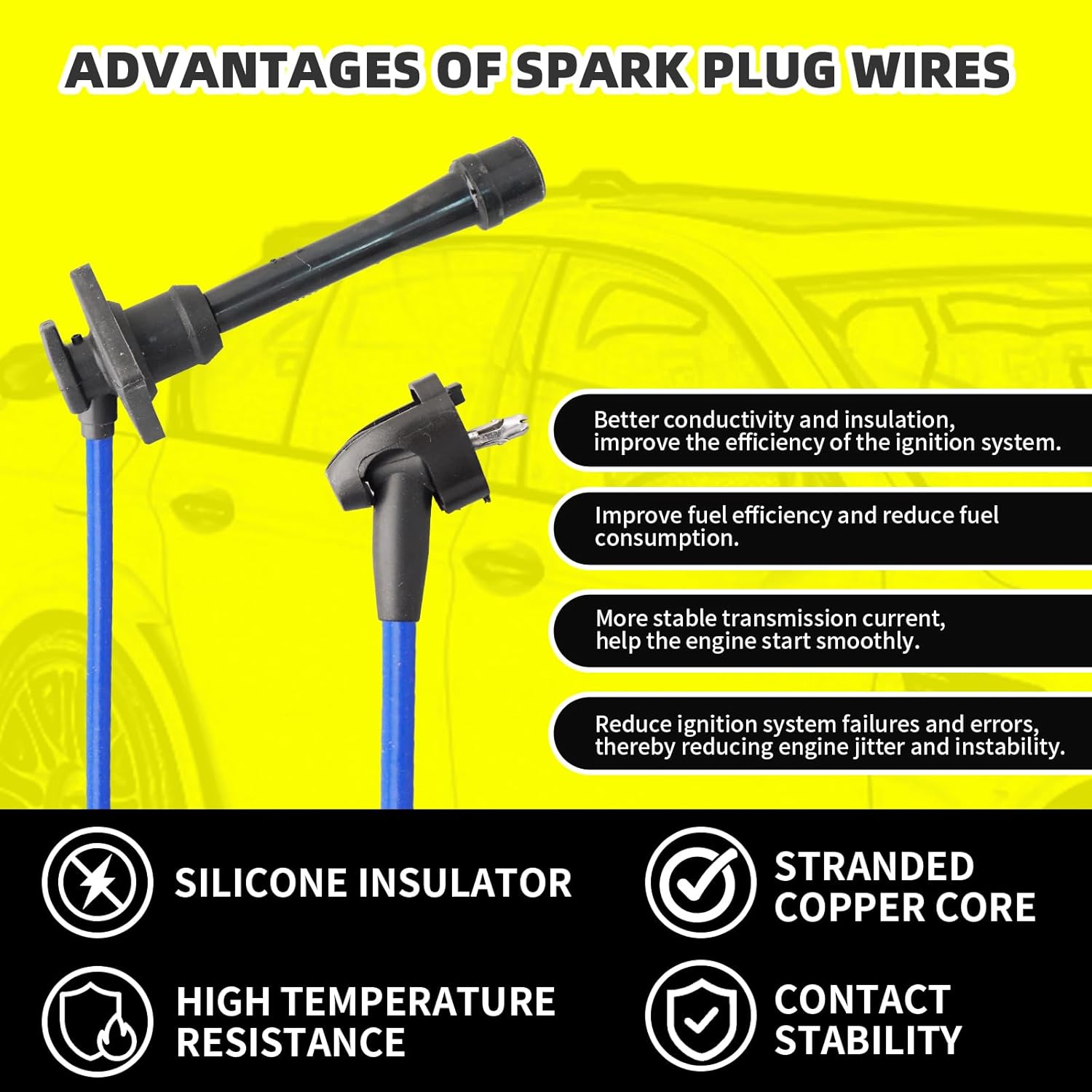 Ignition Distributor w/Cap & Rotor and 4 Iridium Spark Plugs with Wire Set Tune Up Kit 19020-16250 84-77417 31-77417 Compatible with Toyota Celica Corolla Geo Prizm 1993 1994 1995