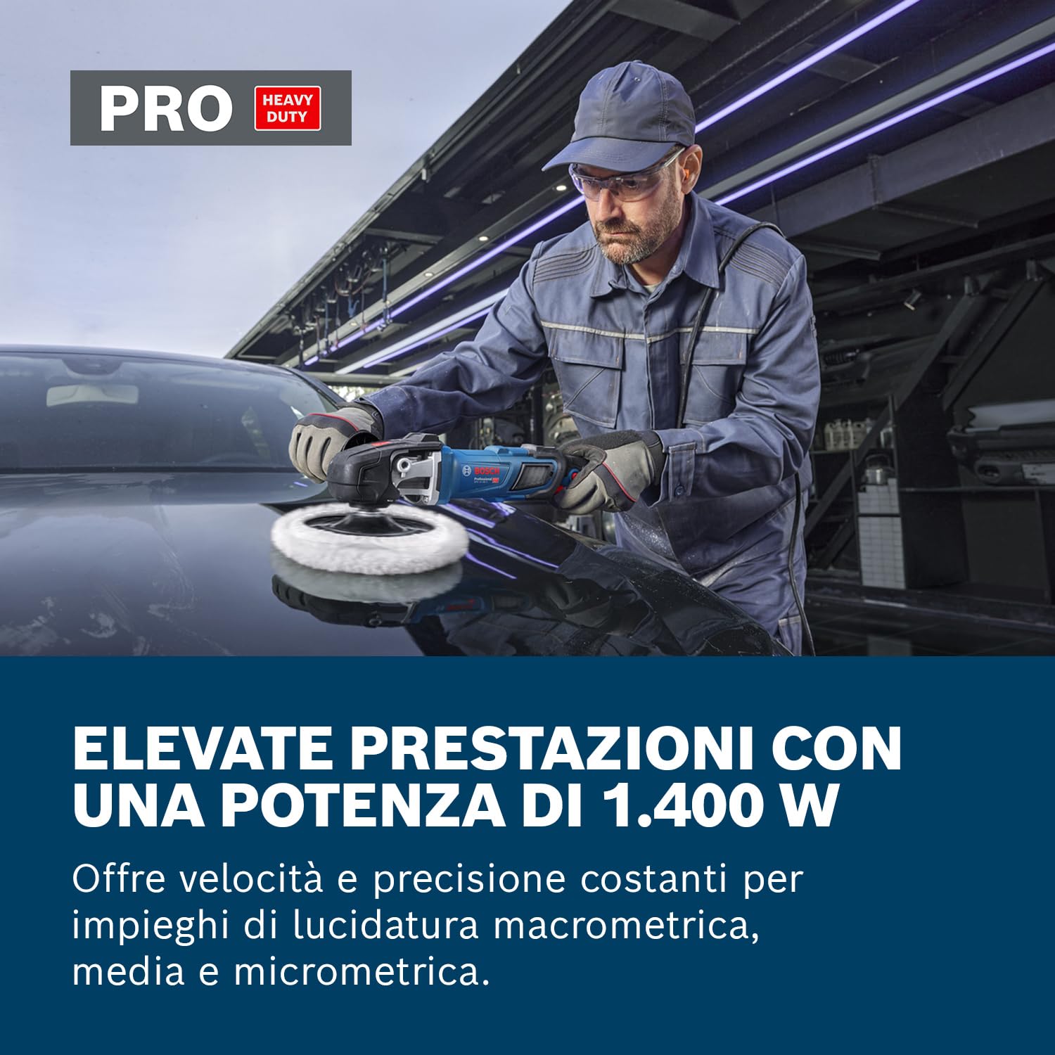 Bosch Professional Lucidatrice a filo GPO 14-180 S (1.400 W, 6 modalità di velocità, incl. impugnatura supplementare, impugnatura a D)