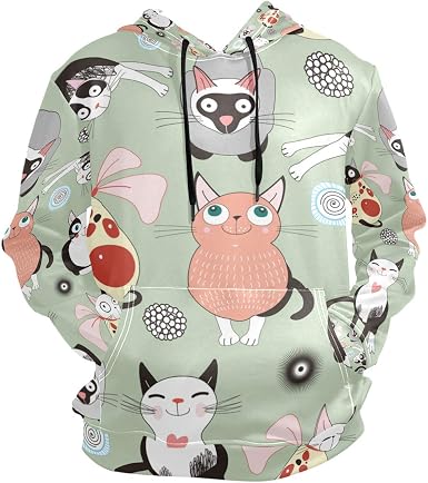 Amazon.com: Arte Gato Sudadera con capucha Athletic Sudaderas 3D Impresión  para Niñas Niños Hombres (Material de Salud) : Ropa, Zapatos y Joyería