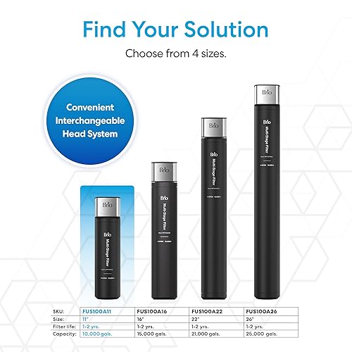 Miniatura 8 de Brio Sistema de filtro de agua para debajo del fregadero de 11 pulgadas para grifo de cocina y baño, carcasa única de 3 etapas, filtros de 0.5