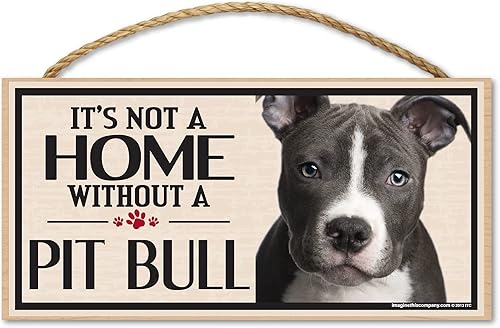 Imagine This Letrero de madera para razas de perros Pit Bull