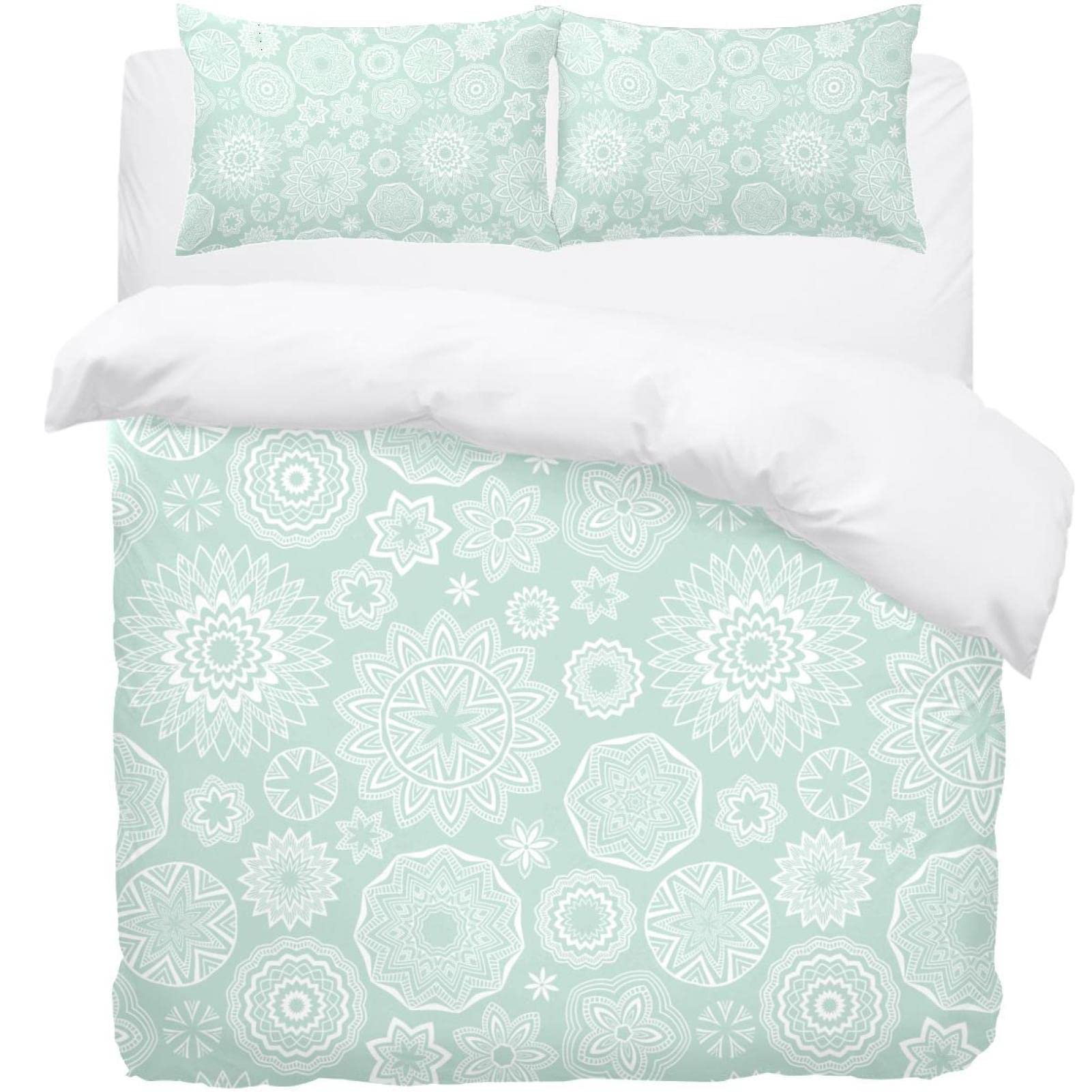 Housse de couette motif floral vintage respirante et ses 2 taies d'oreiller