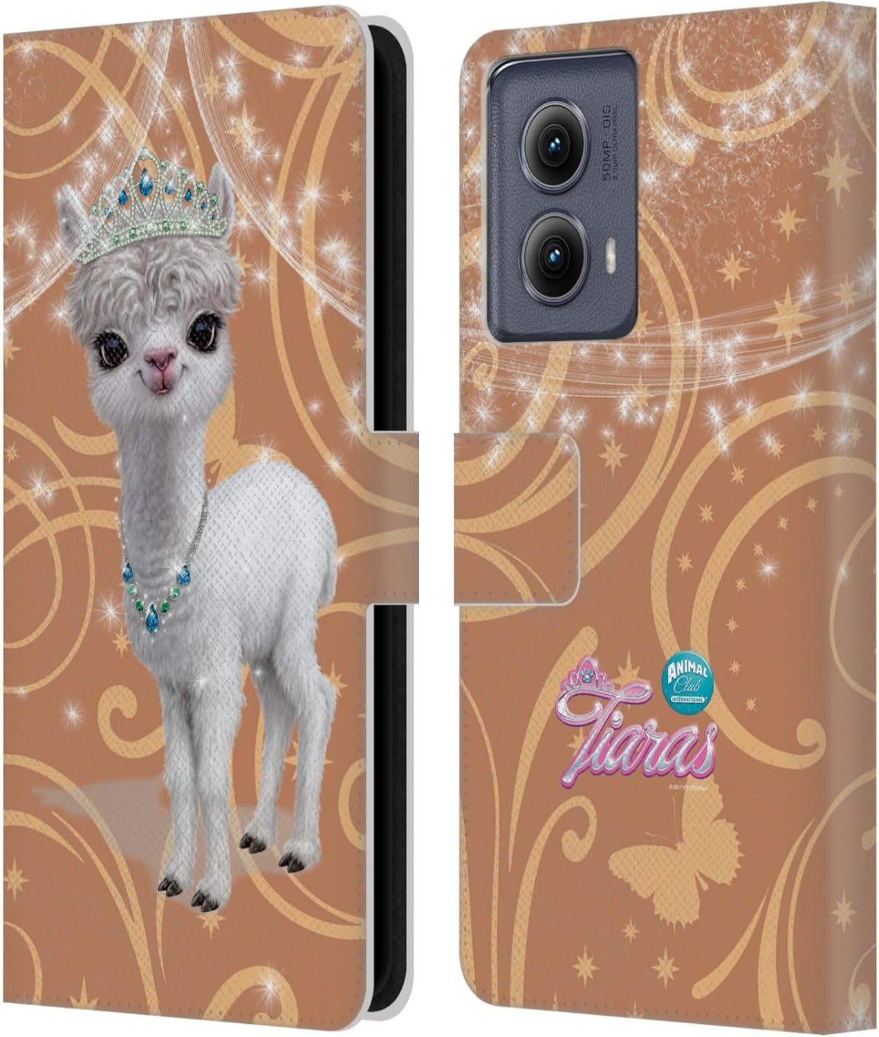 Head Case Designs Officially Licensed Animal Club International Llama Pet Royalties Leather Book Wallet Case Cover Compatible with Motorola Edge (2024)