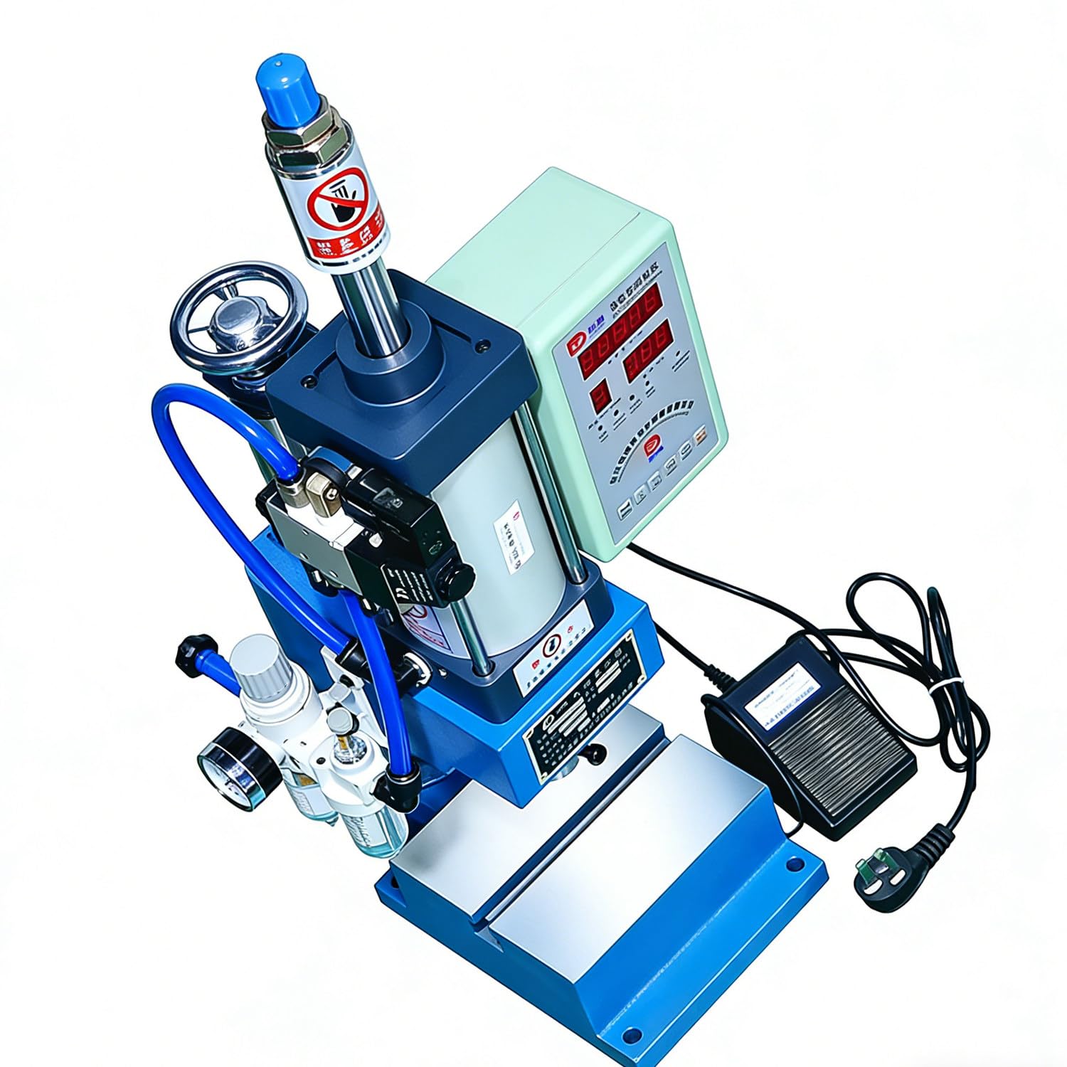 CelyToe Pneumatic Press Machine Desktop Pneumatic Punch Press Small Pneumatic Stamping Press with 4 Configurations Available for Precision Assembly Riveting Bearing Press Industrial Workshop Use C