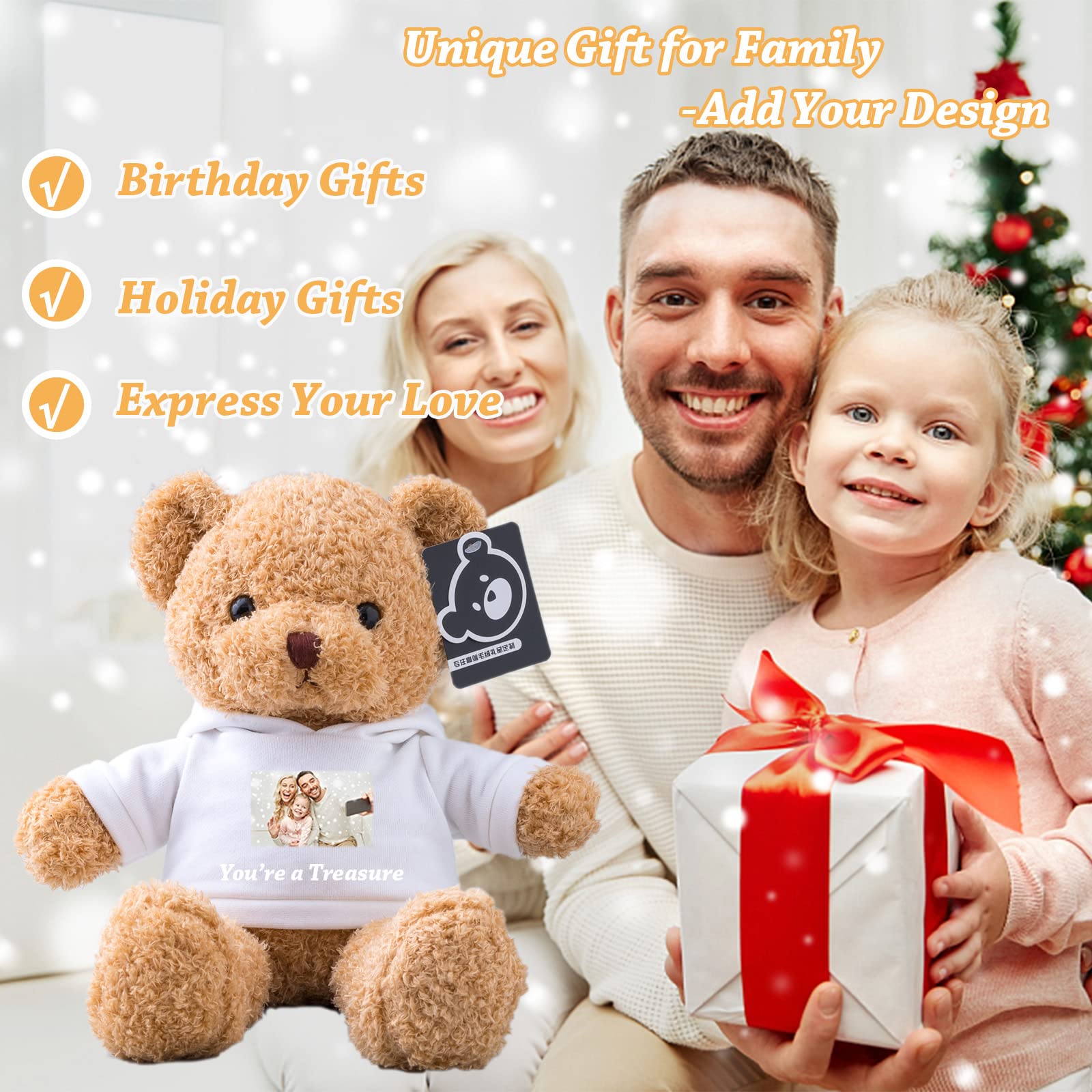 MeterBear Nounours Personnalisé Saint Valentin 30 Cm – Texte + Photo Cadeau Romantique Pour Elle Ou Lui