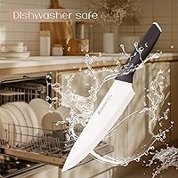 Vista 9 de Astercook Knife Set, Kitchen Knives with Block and Sharpener Ceramic Coating 15 Pcs German Stainless Steel Knives Sharp Blade Dishwasher Safe Deba