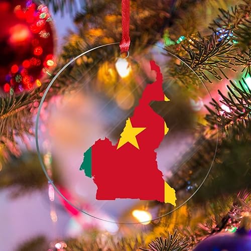 Miniatura 1 de Adornos de árbol de Navidad de Camerún con silueta de camerún bandera de Navidad decoración patriótica de recuerdo de la ciudad adorno de Navidad de