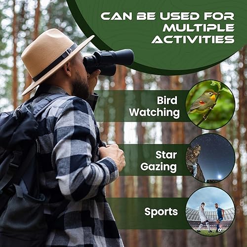 Miniatura 3 de Prismáticos de 10 x 50 para caza  Binoculares HD de alta potencia para adultos para observación de aves, viajes, juegos deportivos con funda de