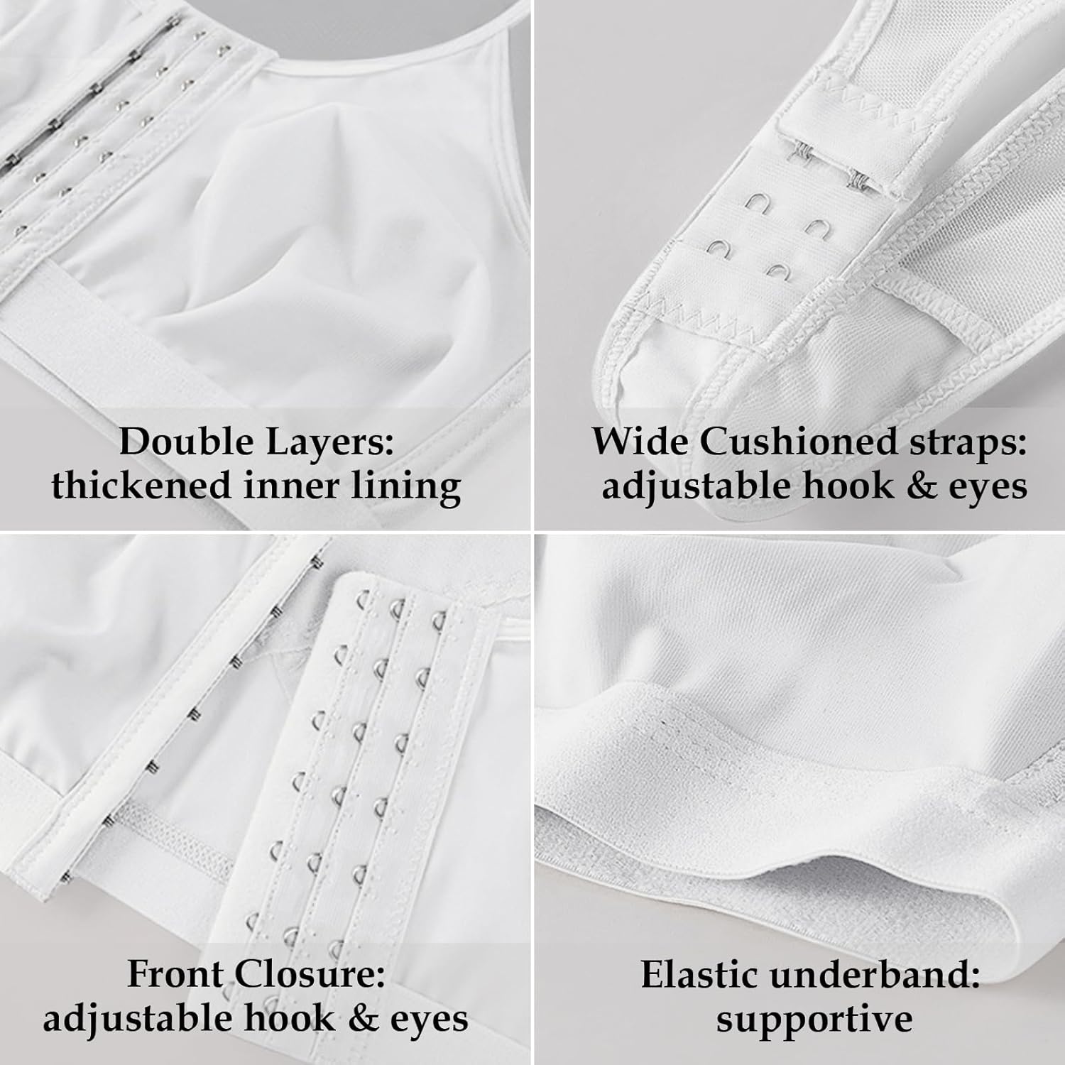 J-pone Front Closure Posture Corrector Bra Back Support Wireless Comfy Unlined Bras Full Coverage Bra with Nipple Covers - Image 5