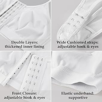 J-pone Front Closure Posture Corrector Bra Back Support Wireless Comfy Unlined Bras Full Coverage Bra with Nipple Covers