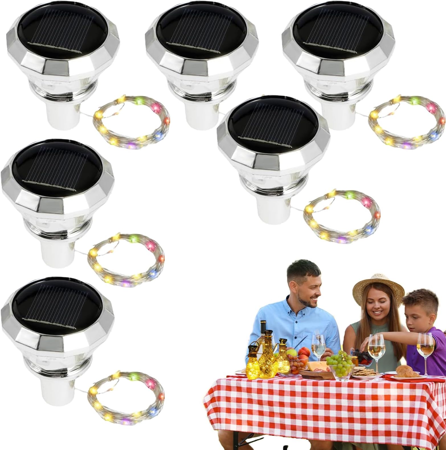 Solar Wine Bottle Lights,6X Cork Lights | Solar Powered Waterproof Lamp, Outdoor Decor for Patio Holiday Wedding Garden Pathway