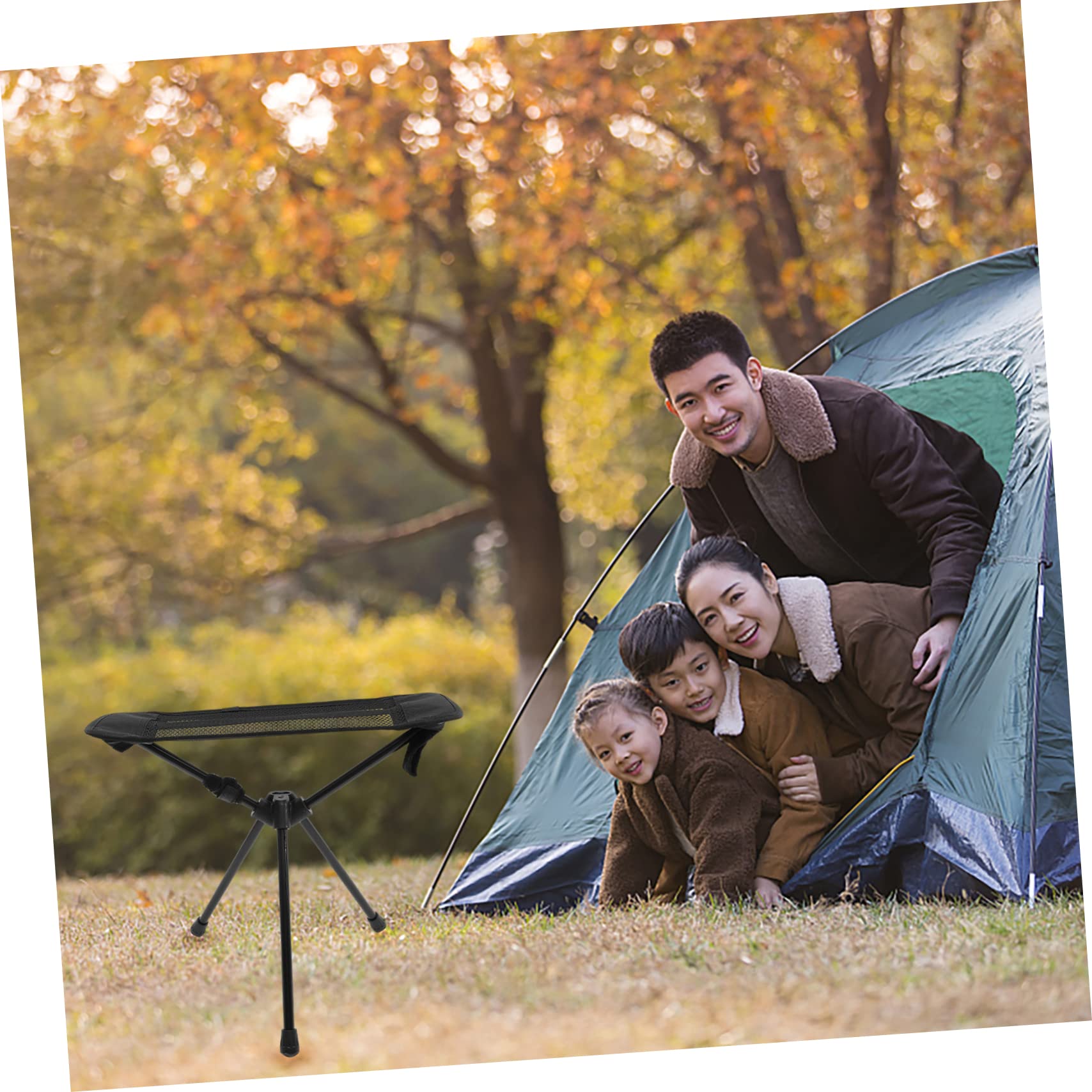 SUPVOX Taburete Plegable de Camping Portátil Negro de Aleación de Aluminio