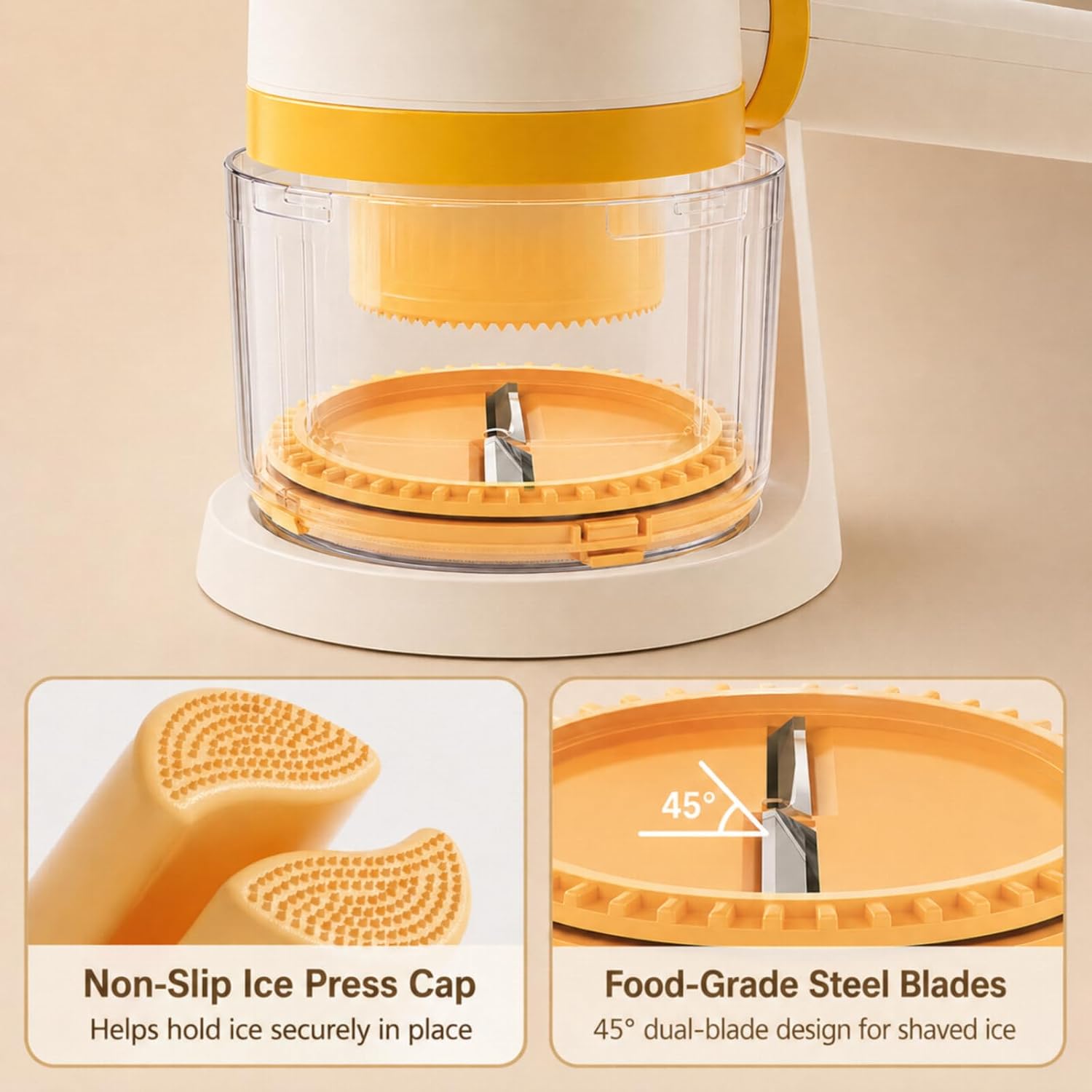 Electric Snow Cone Shaved Ice Machine, Handheld Shaved Ice & Slushy Maker, Premium Portable Ice Shaver Slushie Machine, 1-year Manufacturer’s Warranty, Yellow
