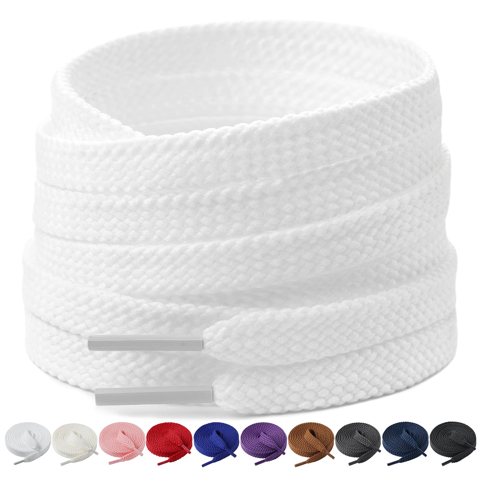 Handshop 3/8" Flat Shoe Laces for Sneakers 2 Pairs Double Layer Shoelaces