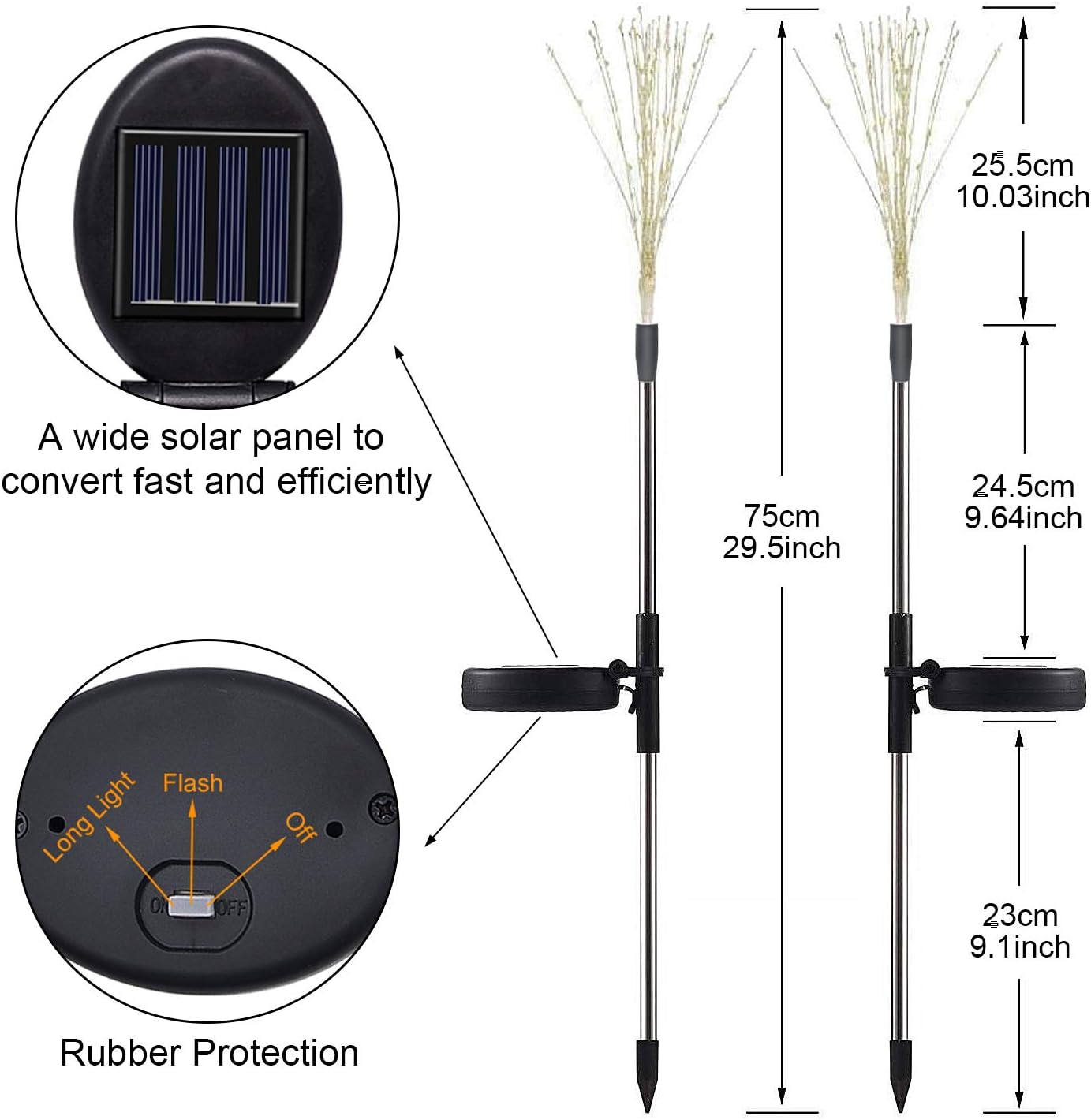 HeyMate Solar Firework Lights Garden DecorHeyMate Solar Firework Lights Garden Decorative Light - 2 Pack Solar Fireworks Lights for Christmas Solar Lights for Outdoor Pathway Patio Yard Lawn