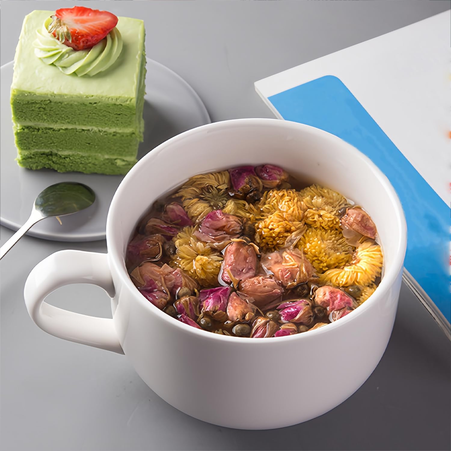 Soup Bowl With Lid, Porcelain Ramen Bowl, Instant Noodle Microwave Bowl (Blue)