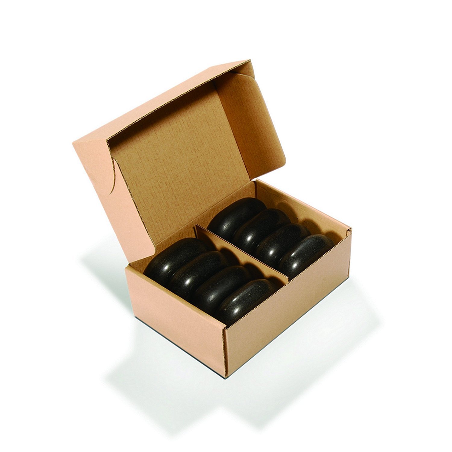 Master Massage Grande Ovular Basalto Hot Stone Set XL Masaje Piedras de masaje 7,5 x 5,5 x 2,7 cm, 8 unidades 100% piedra natural