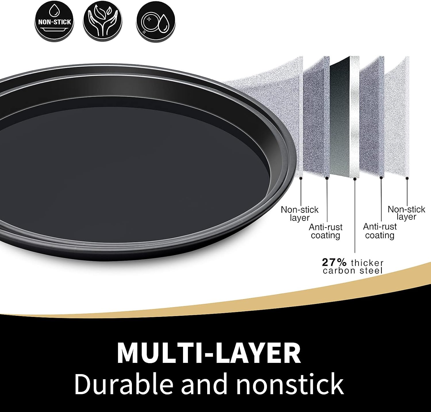 Round Cake Pan, 10 Inch Cake Pan Giant Shollow Baking Pan Round Sheet Cake Tray Pan for Christmas Baking