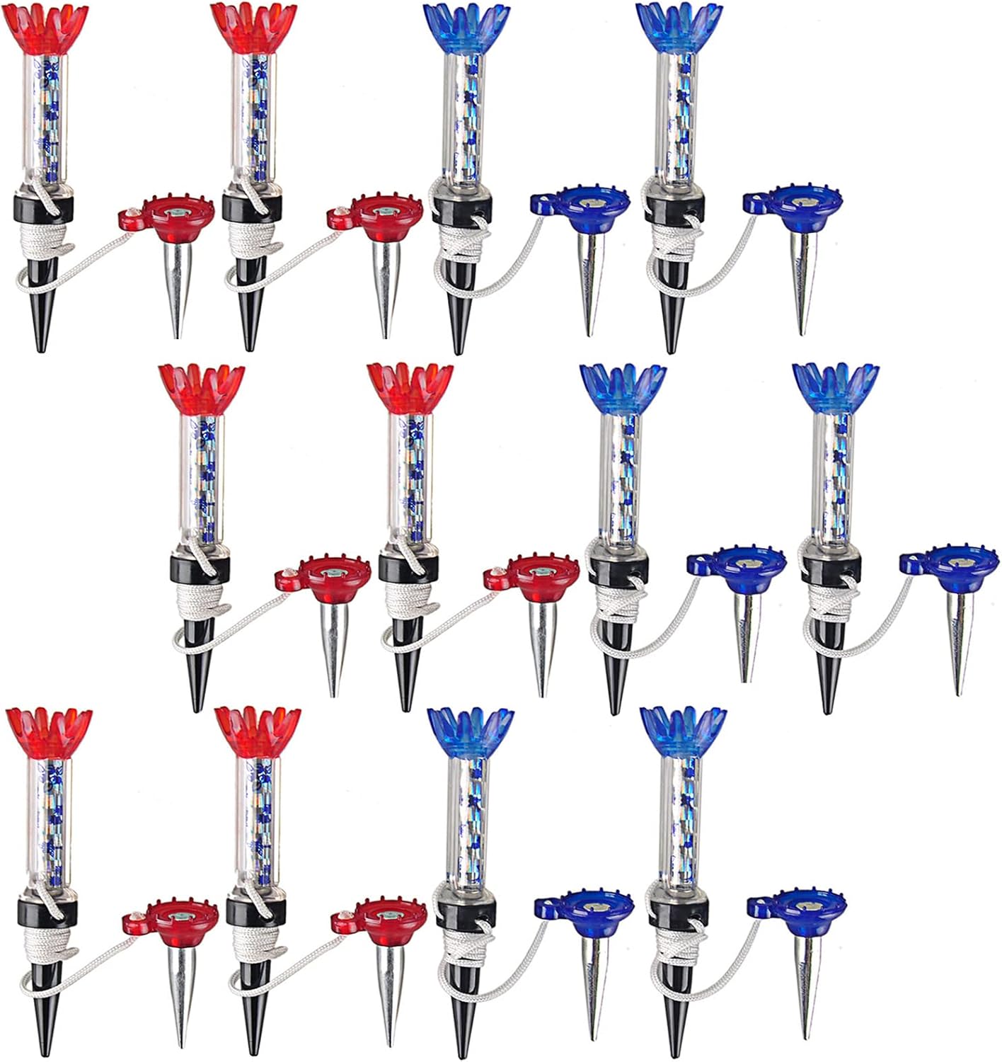 VEASAERS Golf Tees Unbreakable Plastic Magnetic 80 mm Long Bulk Reusable 2/4/8 Pack Blue Red Flexible Magnet Tee Lift Step for Men Women Practice Training Set