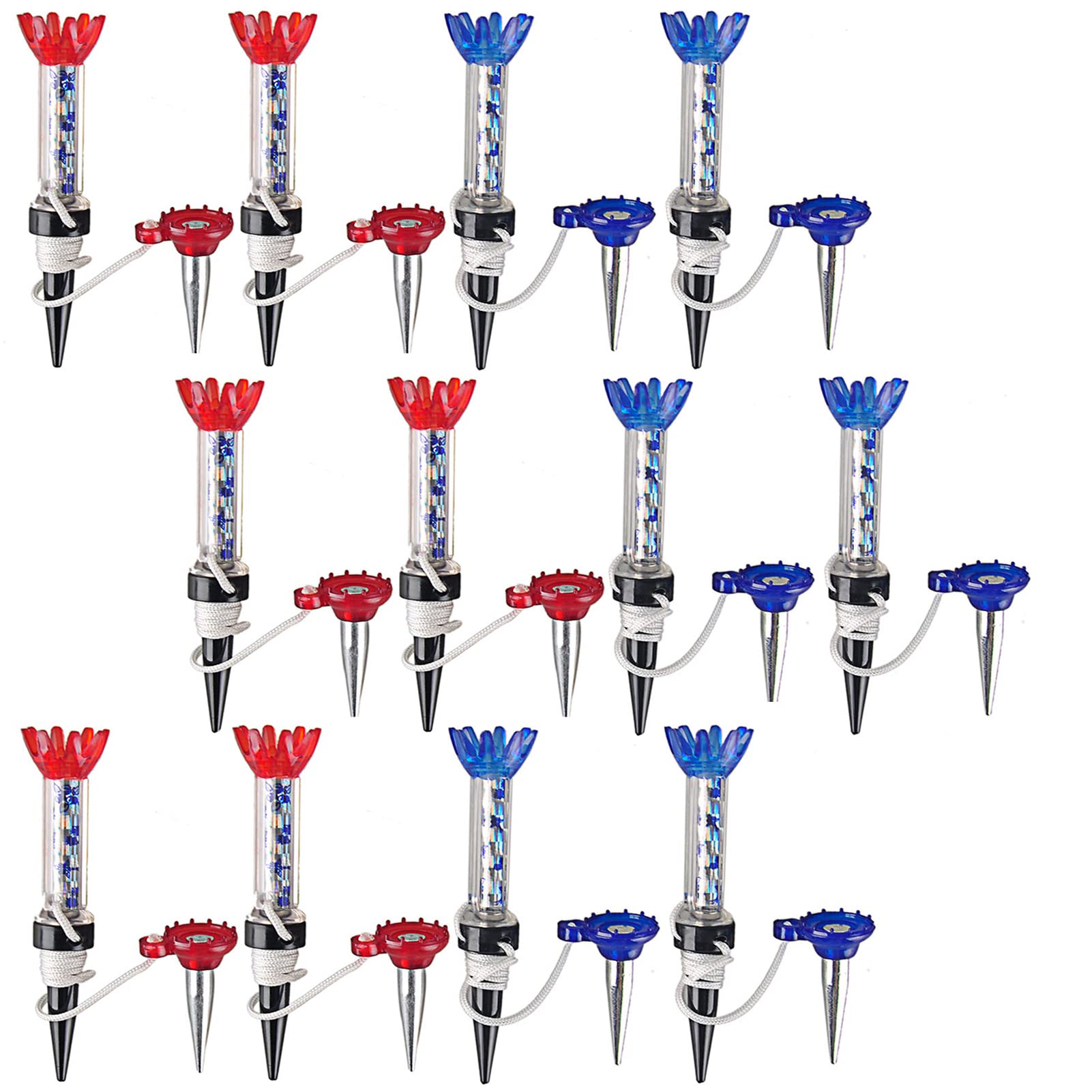 VEASAERS Golf Tees Unbreakable Plastic Magnetic 80 mm Long Bulk Reusable 4/8 Pack Blue Red Flexible Magnet Tee Lift Step for Men Women Practice Training Set (12 Pack)