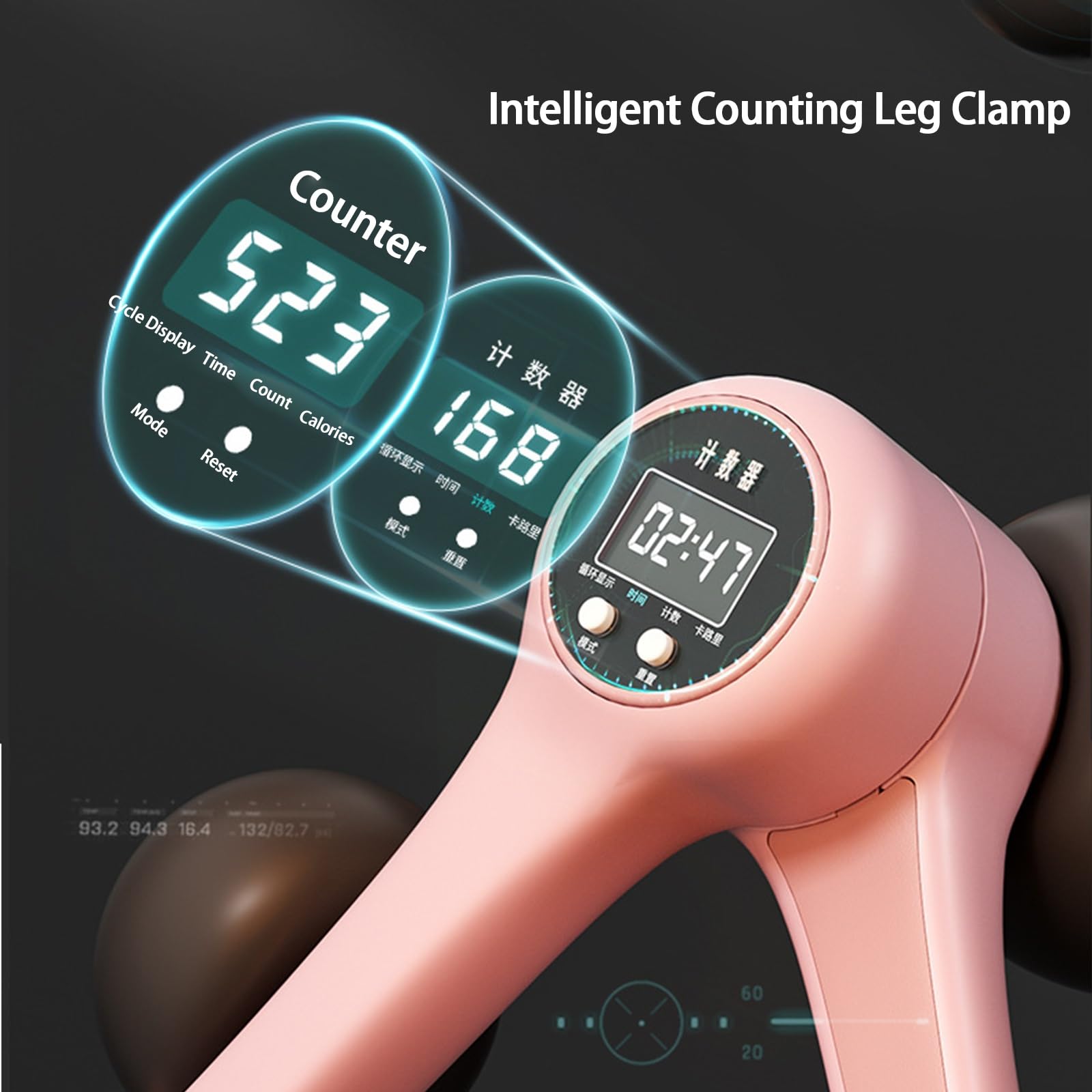 Allenatore per cosce per pavimento pelvico e glutei, attrezzatura interna della coscia con contatore integrato, strumento efficace per allenamento a casa
