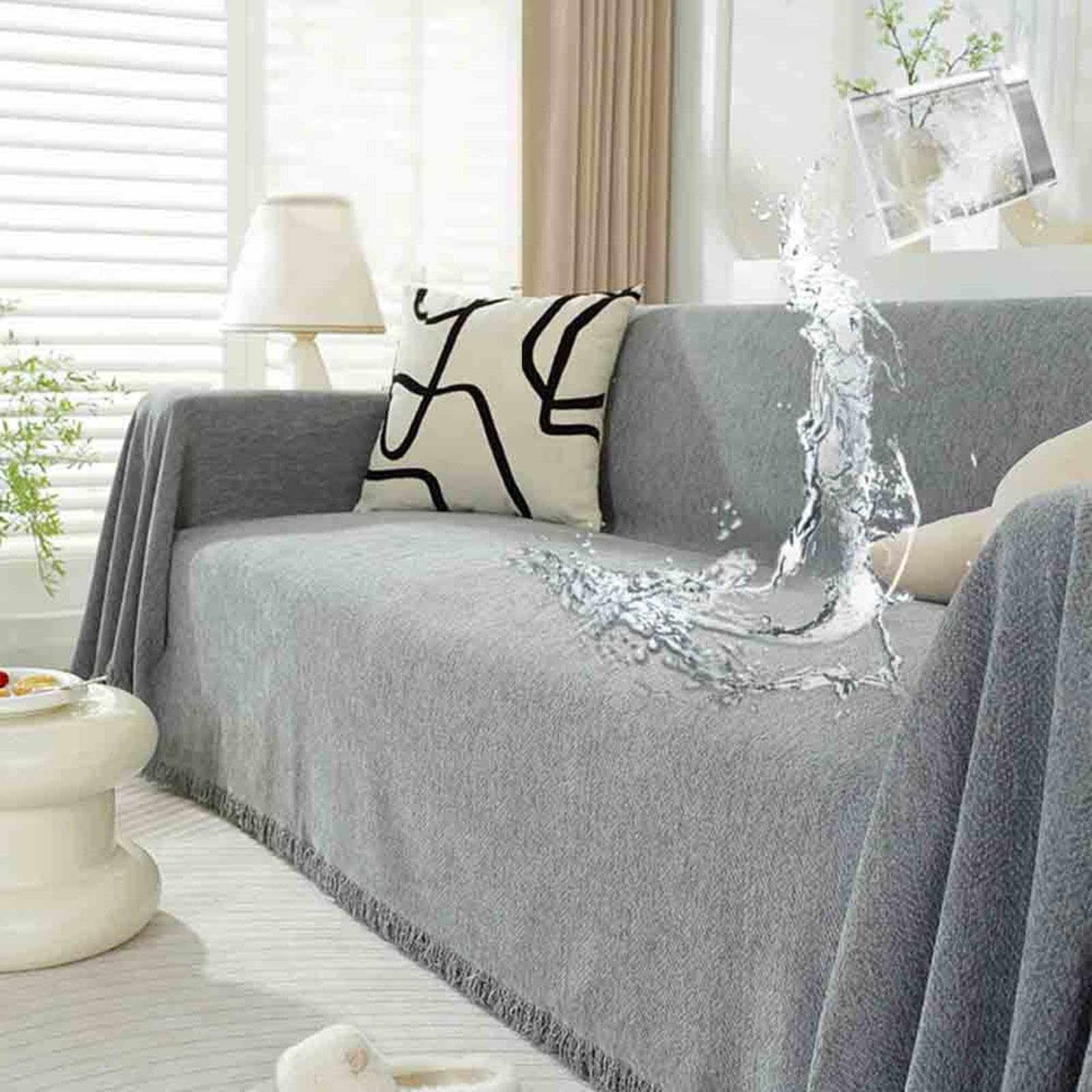 Large Throws for Sofas 3 Seater, Chenille Sofa Throws Large 4 Seater, Throws for Sofas Large Couch Throw with Decorative Tassels, Washable Breathable Sofa Blanket Cover,A-180x420cm/70.87x165.35in