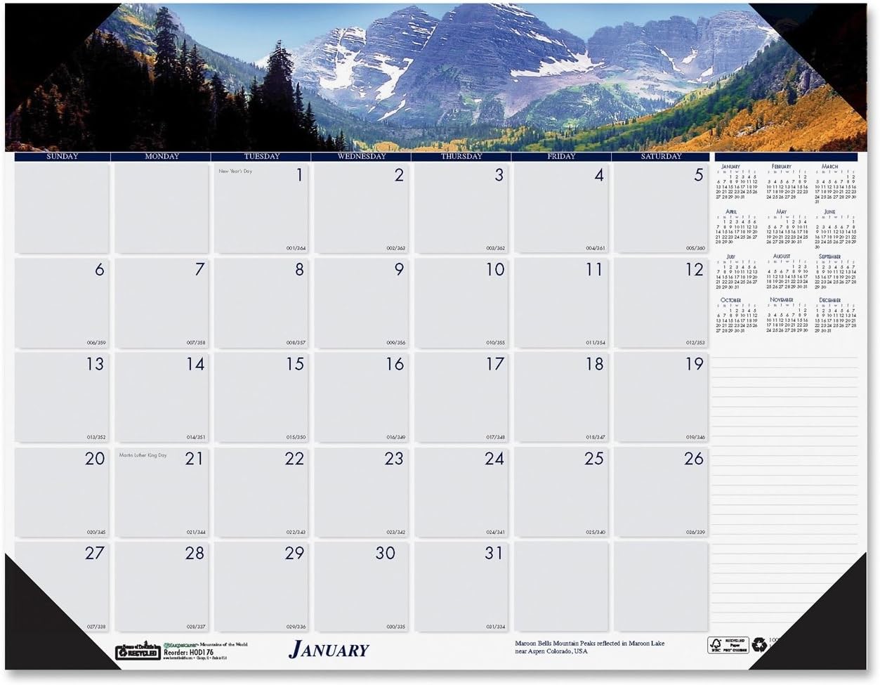 House of Doolittle 2016 Monthly Desk Pad Calendar, Earthscapes Mountains, 22"x17" (HOD176-16)