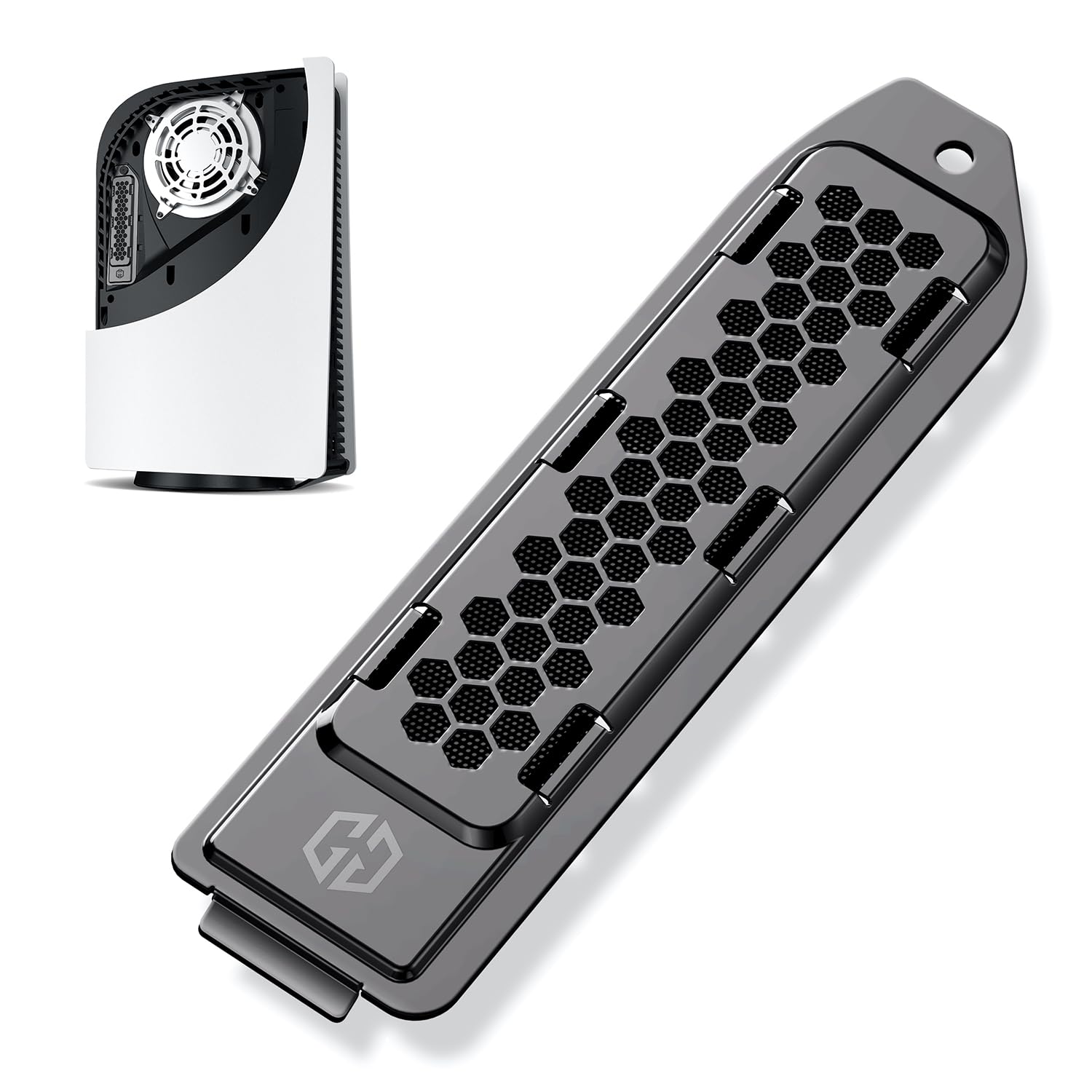 GRAUGEAR Wärmeableitende Metall-Staubschutzhaube für PS5 Konsole, M.2 SSD | Staubschutzhaube für PS5 Konsole, PS5 M.2 SSD Slot - Abdeckung mit Belüftung, Optimal für PS5 Speichererweiterung