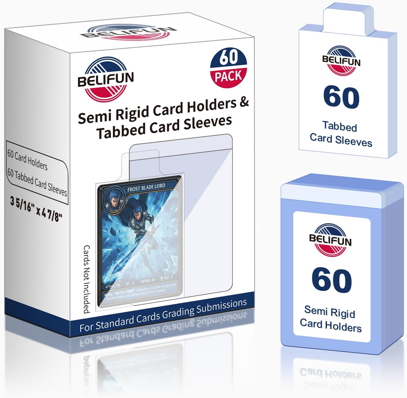 60ct Semi Rigid Card Holders and Soft Tabbed Card Sleeves for Graded Cards