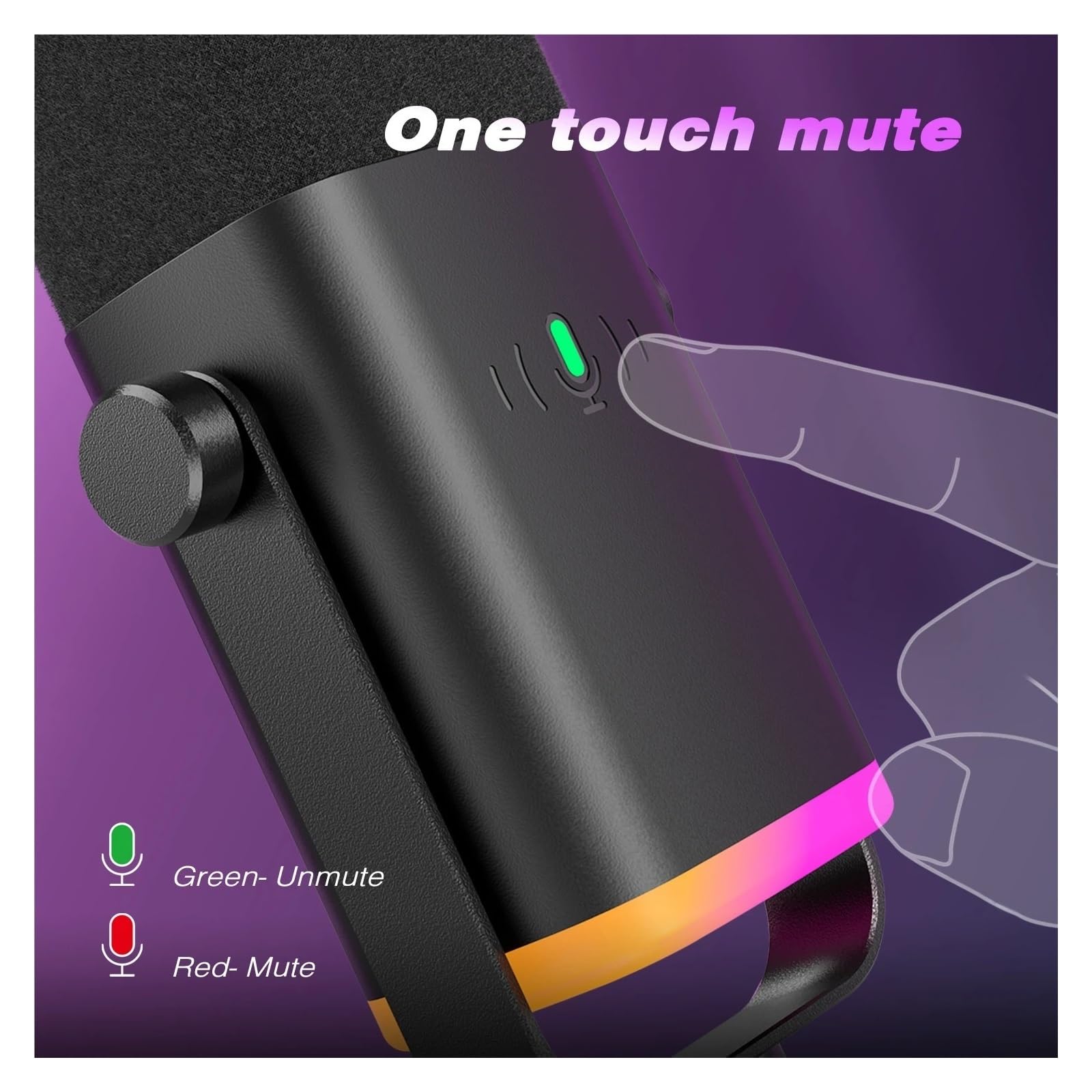 Mikrofon Dynamiczny USB/XLR Z Przyciskiem Wyciszania Dotykowego, Gniazdo Słuchawkowe, Elementy Sterujące We/wy, Mikser PC PS5/4, Do Gier Czysty OdbióR DźWięKu(AM8W)