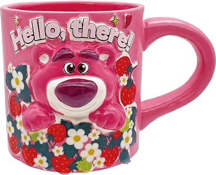 Disney Pixar Toy Story Happy Rotso 3D Mug, Strawberry, Approx. Diameter 4.3 x 3.5 inches 11 x 9 cm, 7.8 fl oz 200 ml, 3D Molding, Trick Mug, Tableware, Miscellaneous Goods, Toy Story Goods, Birthday Gift, Black SAN4666