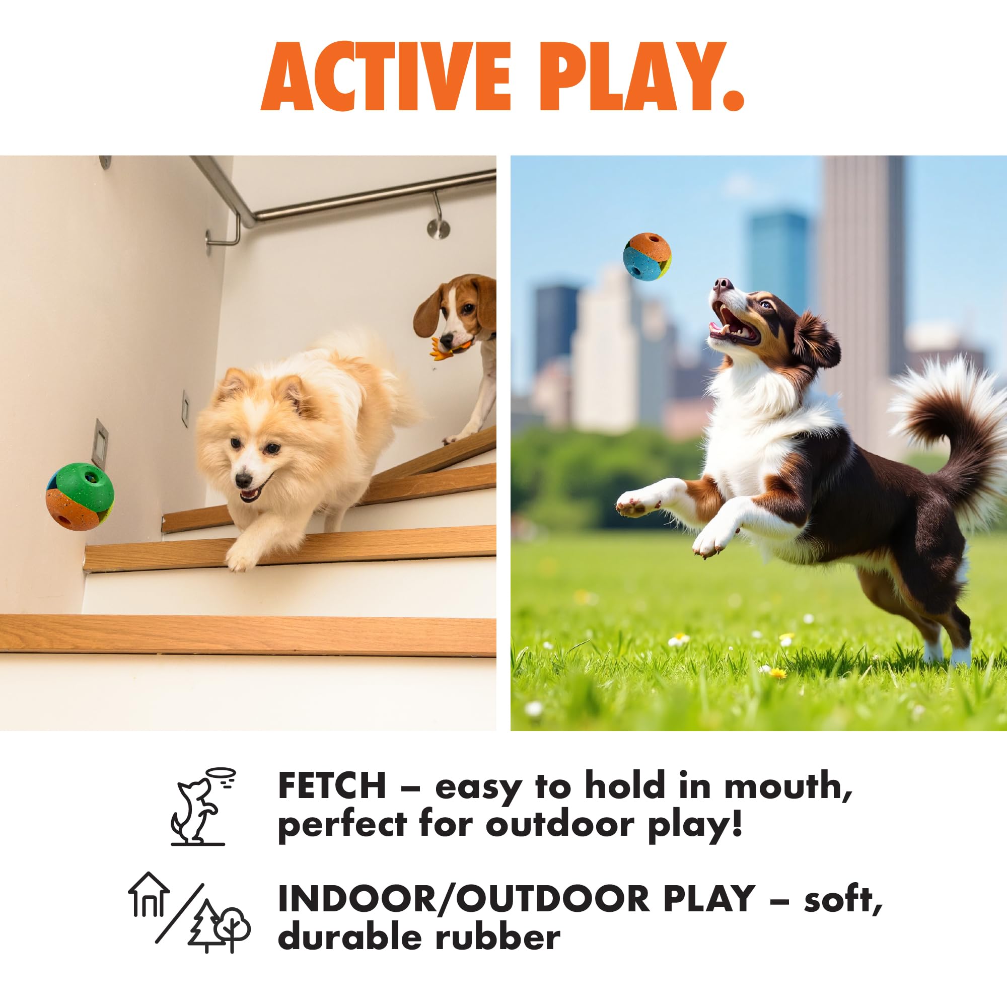 Max Fusion Made with Nike Grind Quantum Treat Dispensing Dog Toy, Tough & Durable Interactive Rubber Chew Toys, Treats Dispenser, Arlee Home & Pet